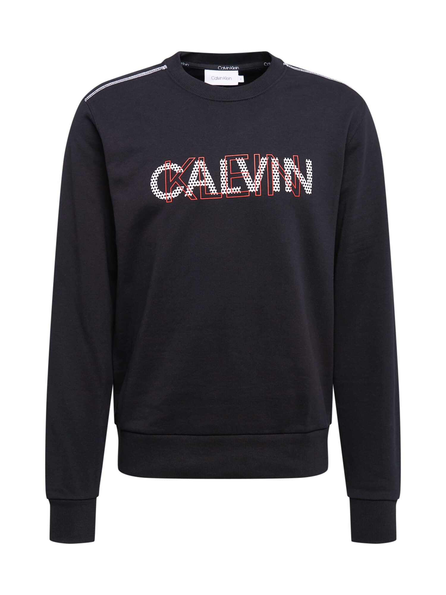Calvin Klein Megztinis be užsegimo  juoda / balta / tamsiai oranžinė