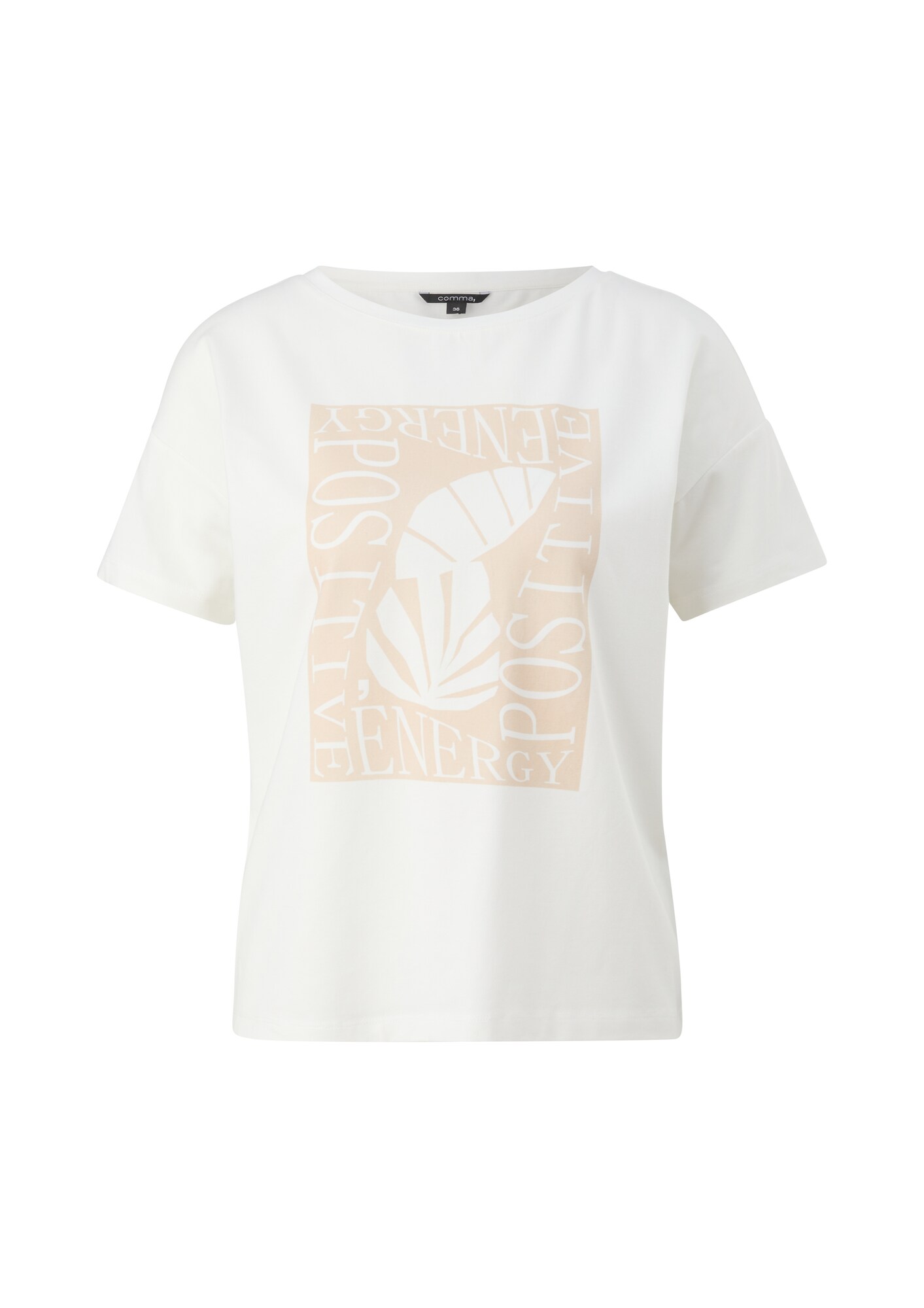 COMMA Tricou  bej / alb