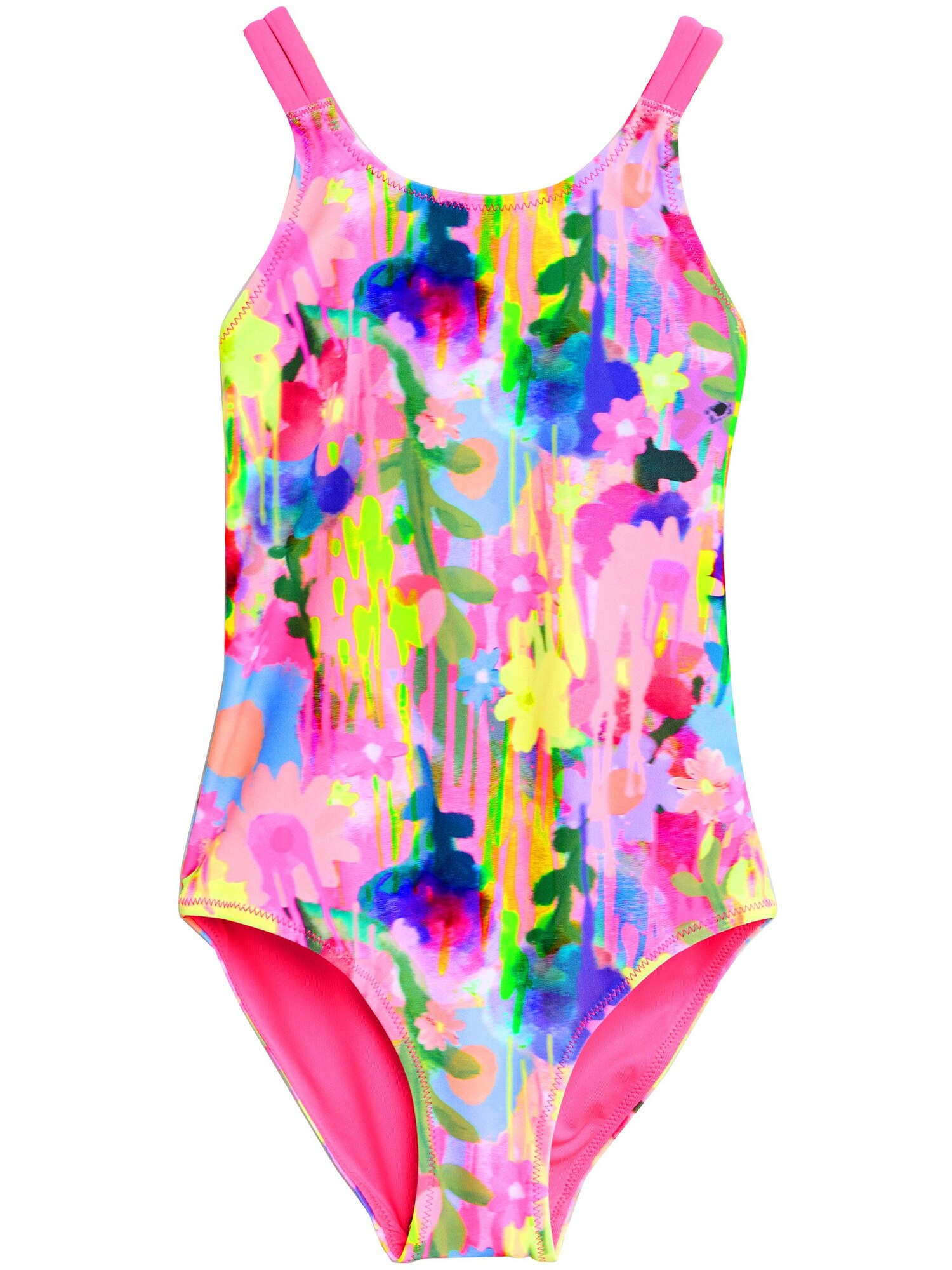 Next Costum de baie întreg  azuriu / galben / verde neon / roz