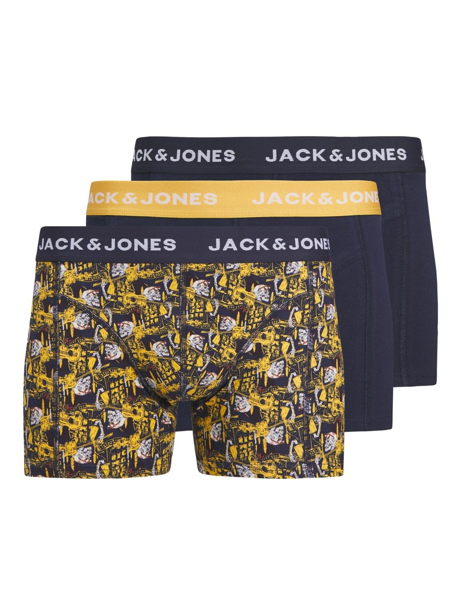 JACK & JONES Boxerky 'JACSKULLROCK'  námornícka modrá / tmavožltá / biela