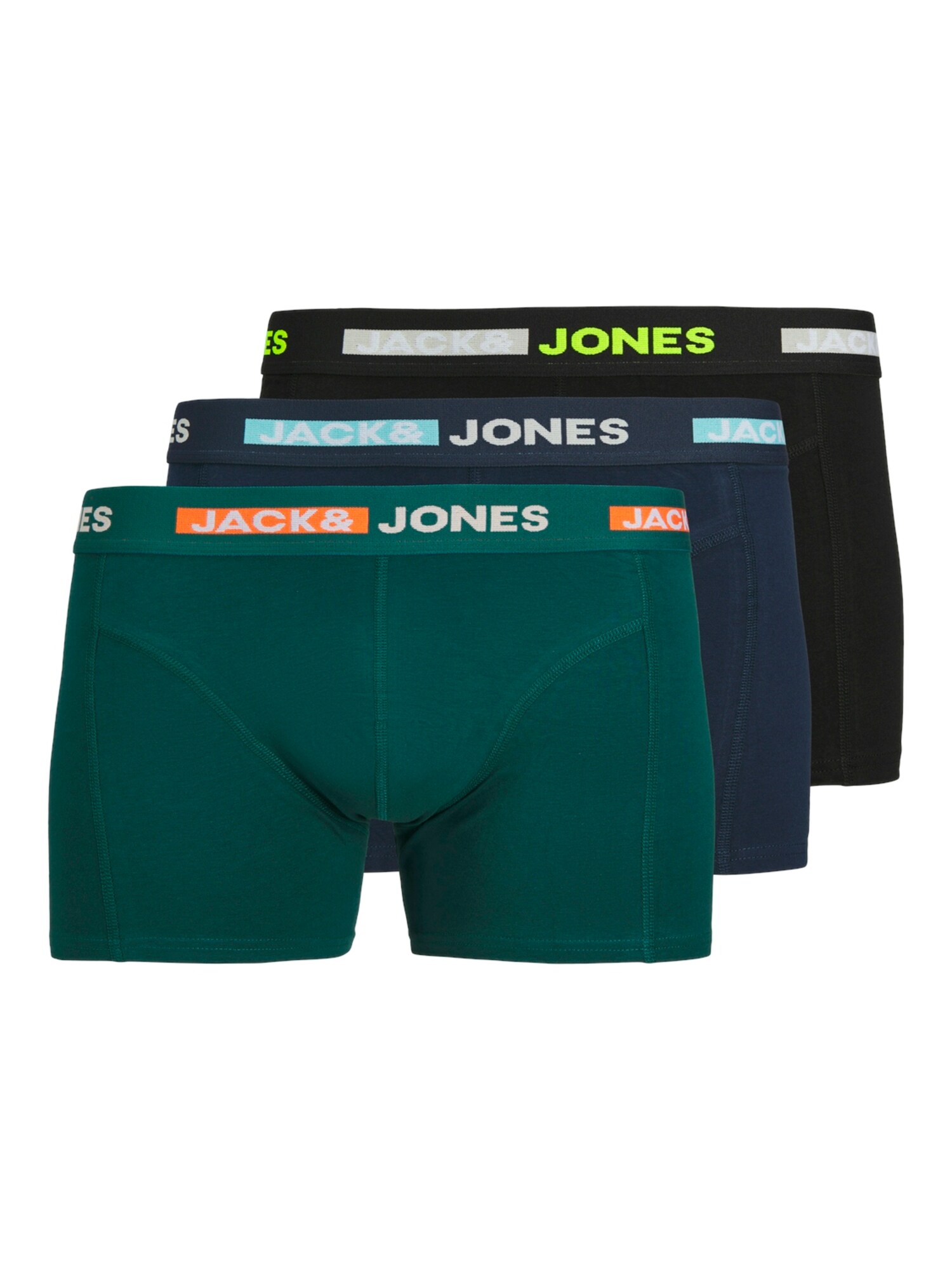 JACK & JONES Boxeralsók 'Scott'  tengerészkék / smaragd / narancs / fekete