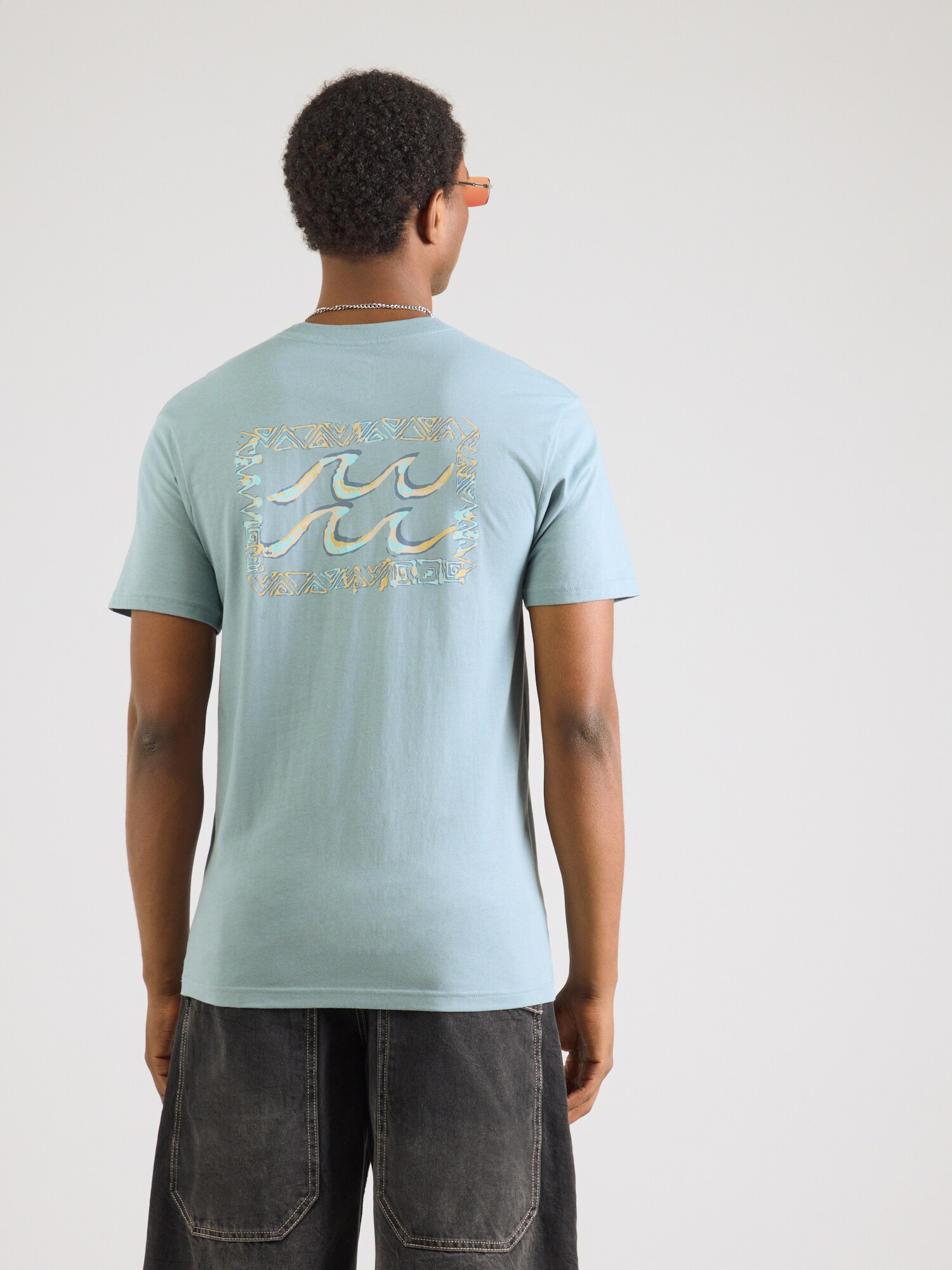 BILLABONG Camiseta 'Crayon Wave' zafiro / azul cielo / azul claro / naranja – imagen 3