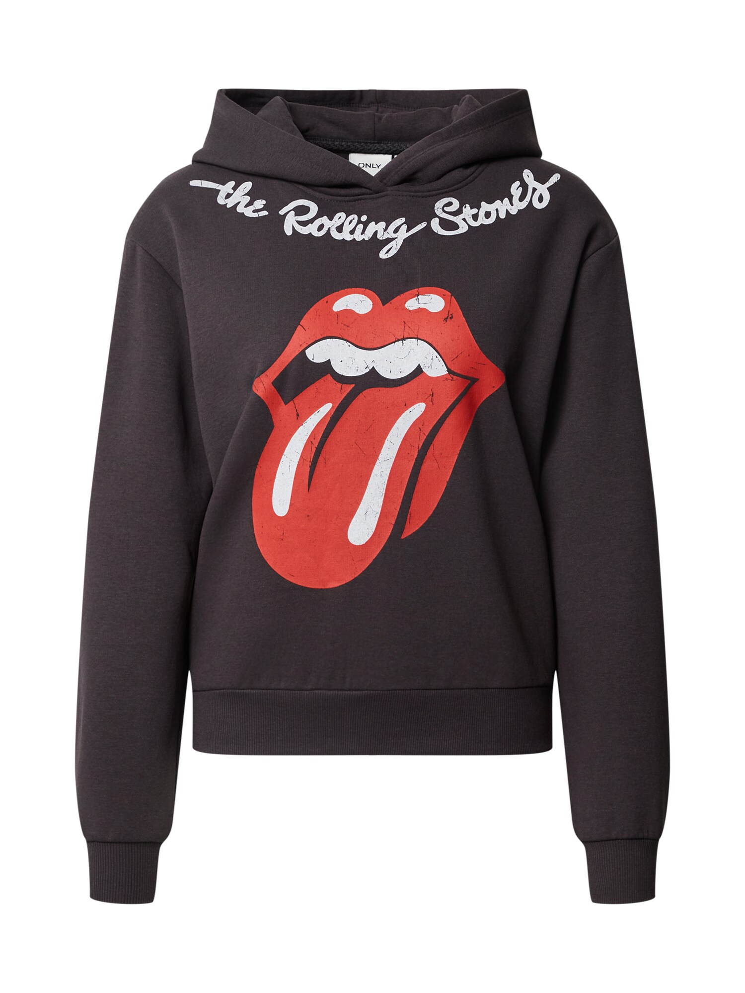 ONLY Megztinis be užsegimo 'Rolling Stones'  tamsiai pilka / raudona