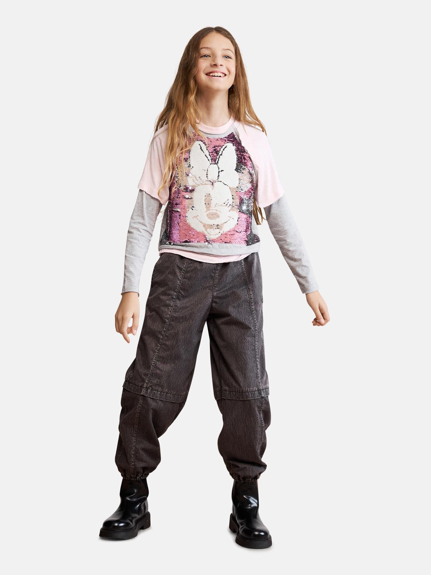 Desigual Camiseta 'Minnie Mouse'  gris moteado / rosa / plata / blanco