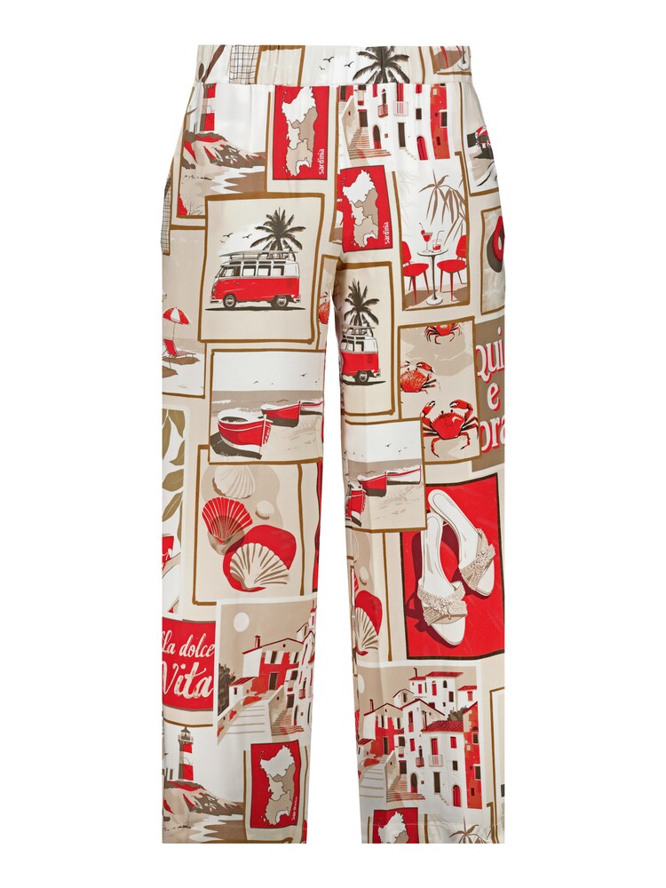 monari Hose Damen Größe 40 ecru / khaki / rot / schwarz