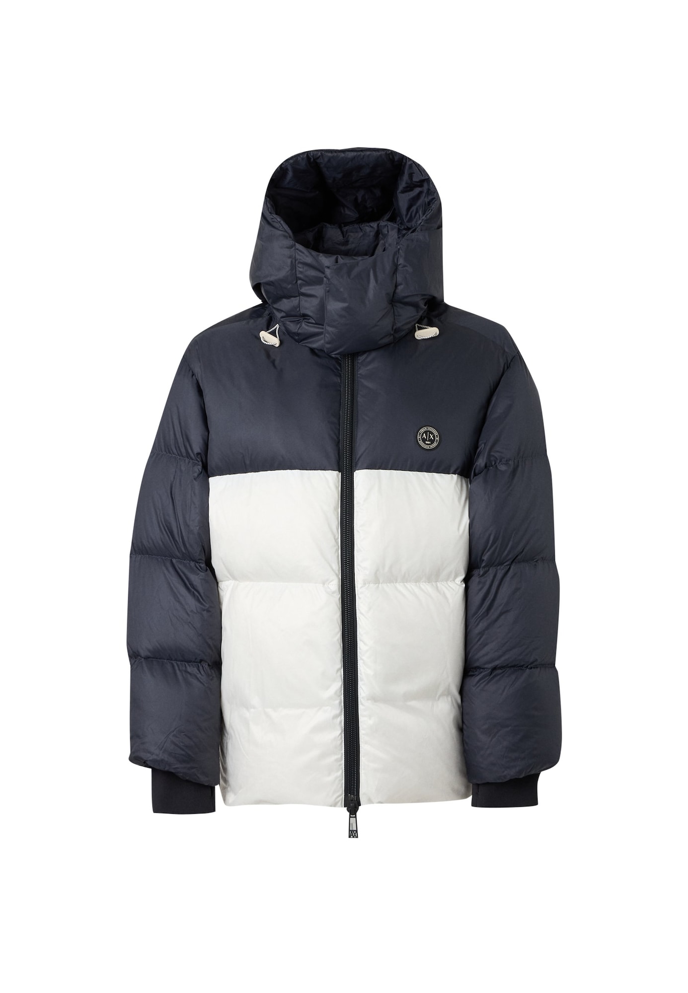 ARMANI EXCHANGE Geacă de iarnă bleumarin / alb murdar