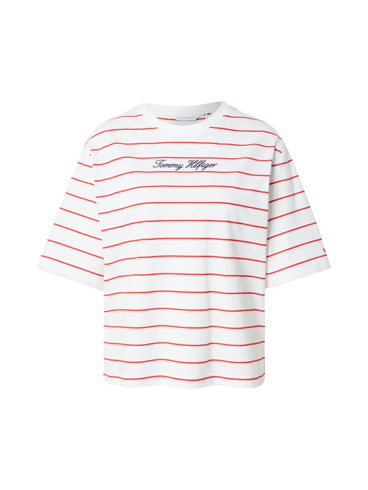 TOMMY HILFIGER Tricou 'Logo Embroidery Relaxed'  bleumarin / roșu / alb