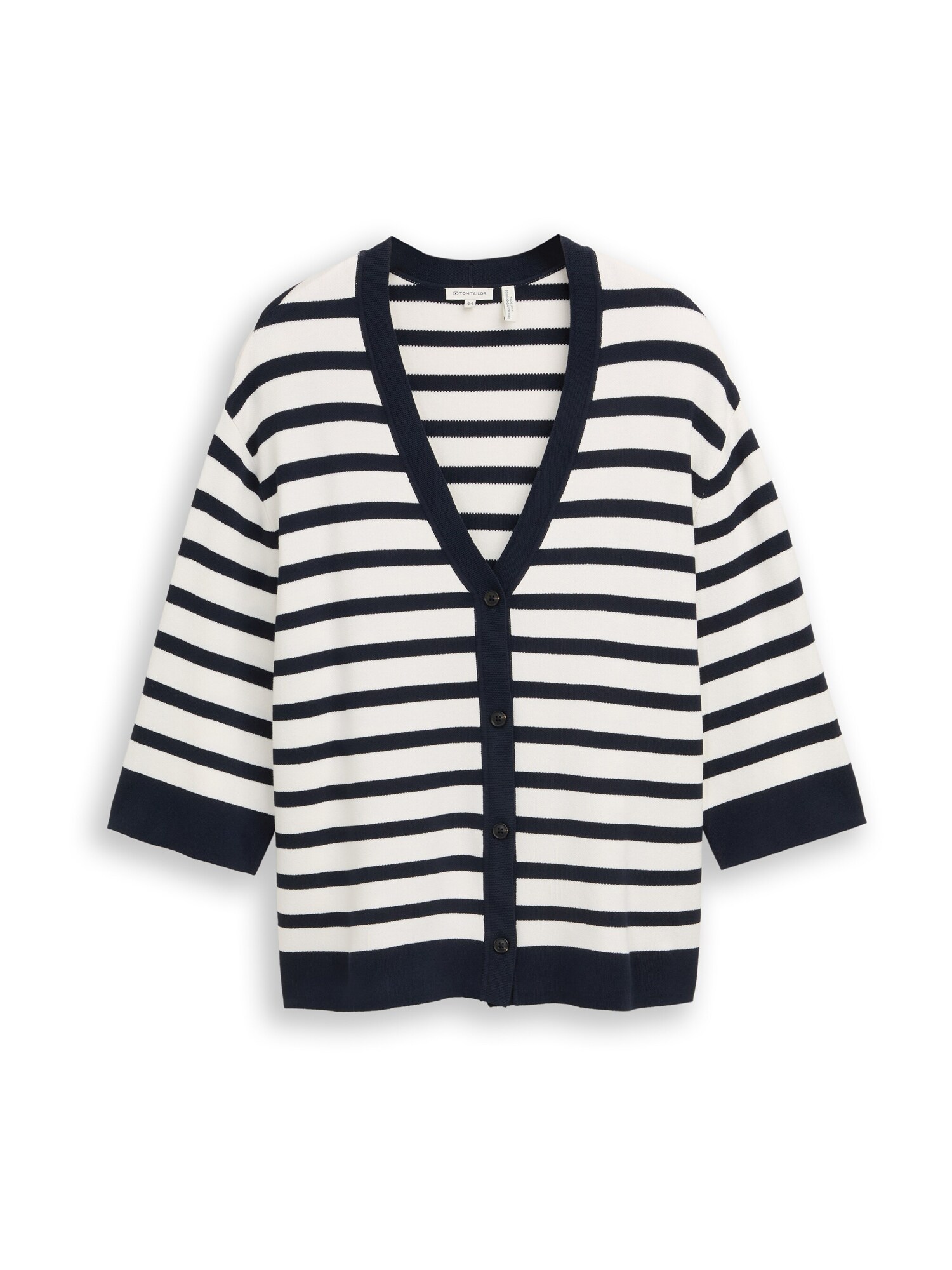 Tom Tailor Women + Geacă tricotată  albastru noapte / alb