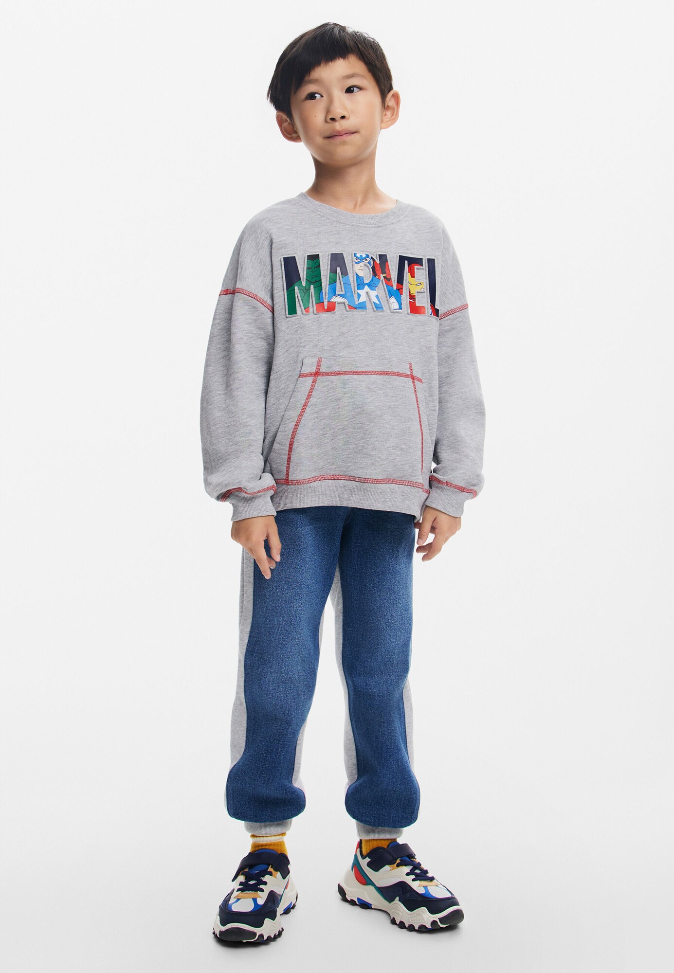 Desigual Tréning póló 'Marvel™'  kék / világosszürke / piros / fekete termék 2. képe