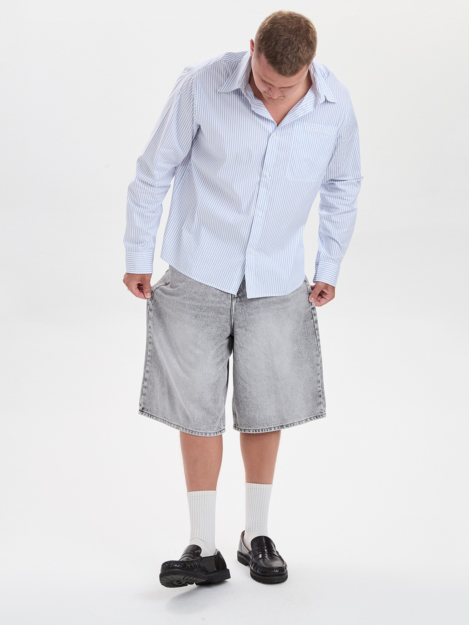 Dxnmxrk Jeans 'DXHarri Grey Wide Fit Denim Shorts' grigio denim