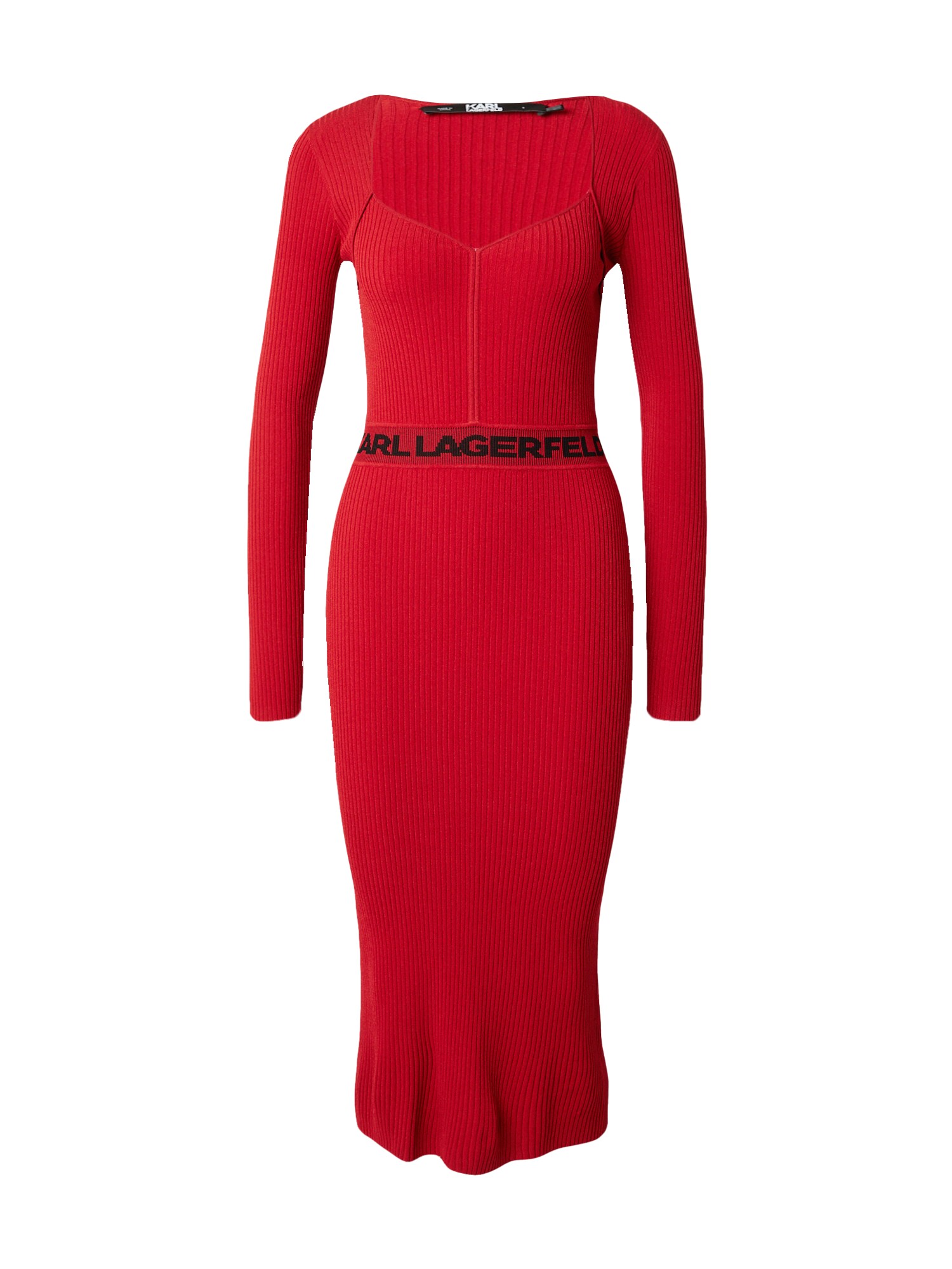 Karl Lagerfeld Pletena obleka  rdeča / črna