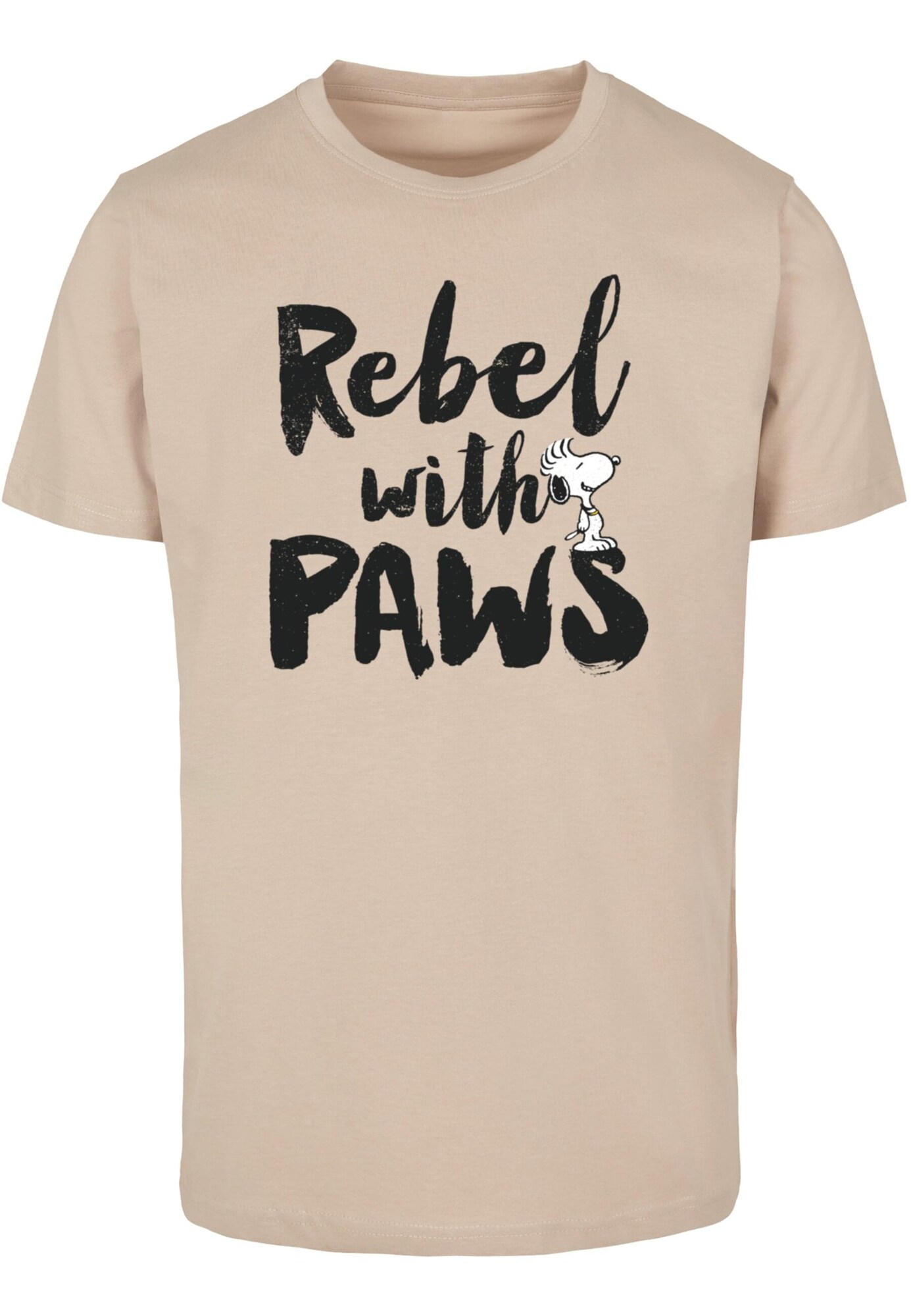 Merchcode Tričko 'Peanuts - Rebel with paws'  piesková / čierna