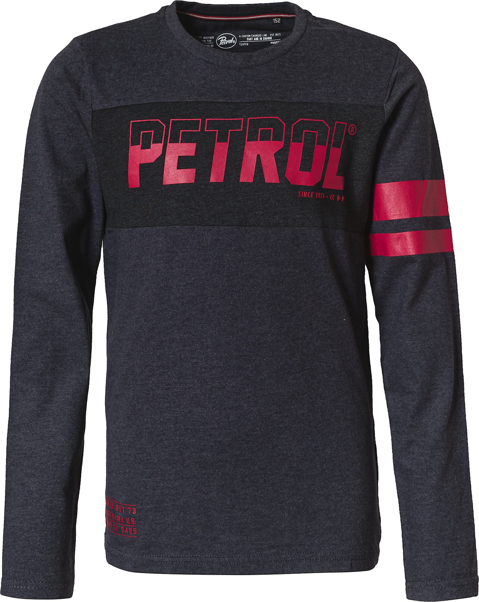 Petrol Industries Tričko  tmavomodrá / červená / čierna