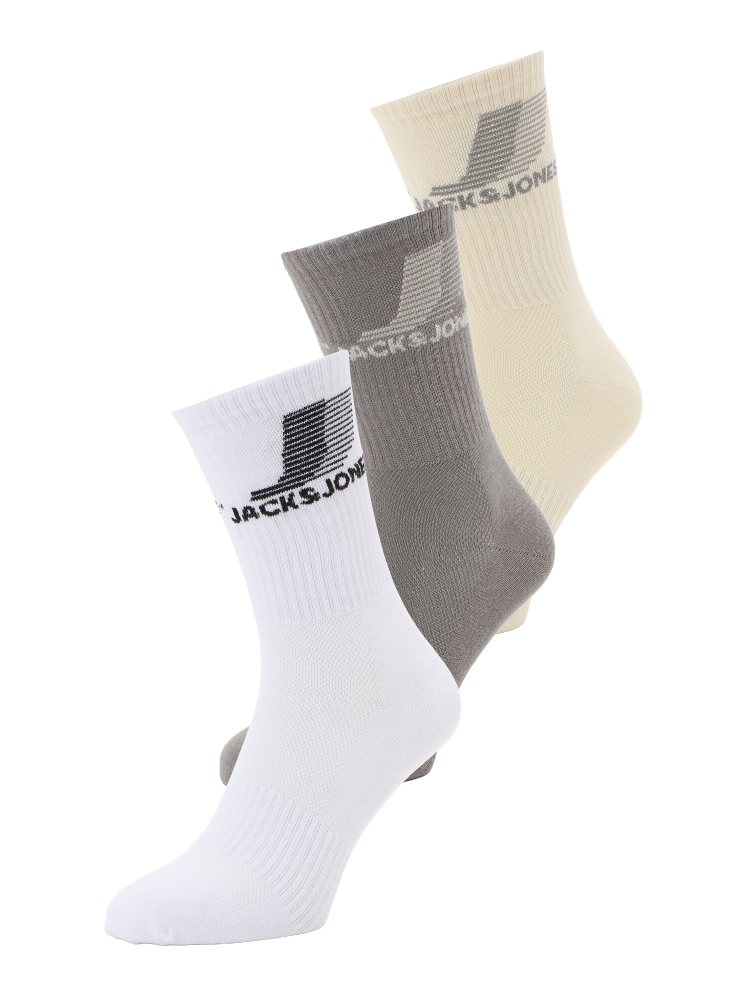 JACK & JONES Șosete 'JACJASPER'  ecru / gri închis / negru / alb