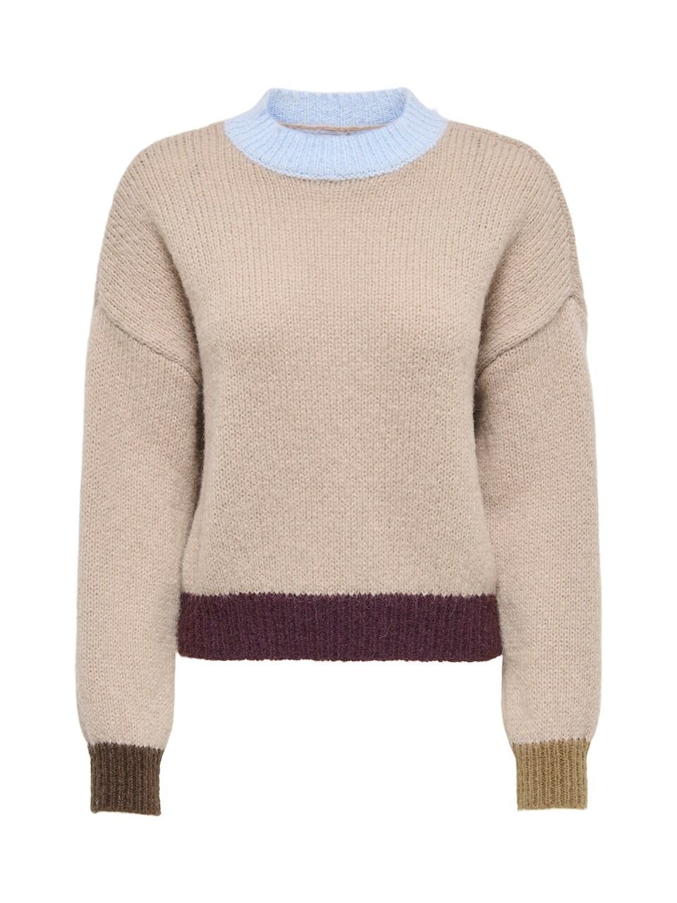 Tröja 'ONLOLINA' beige / ljusblå / mörkgrå