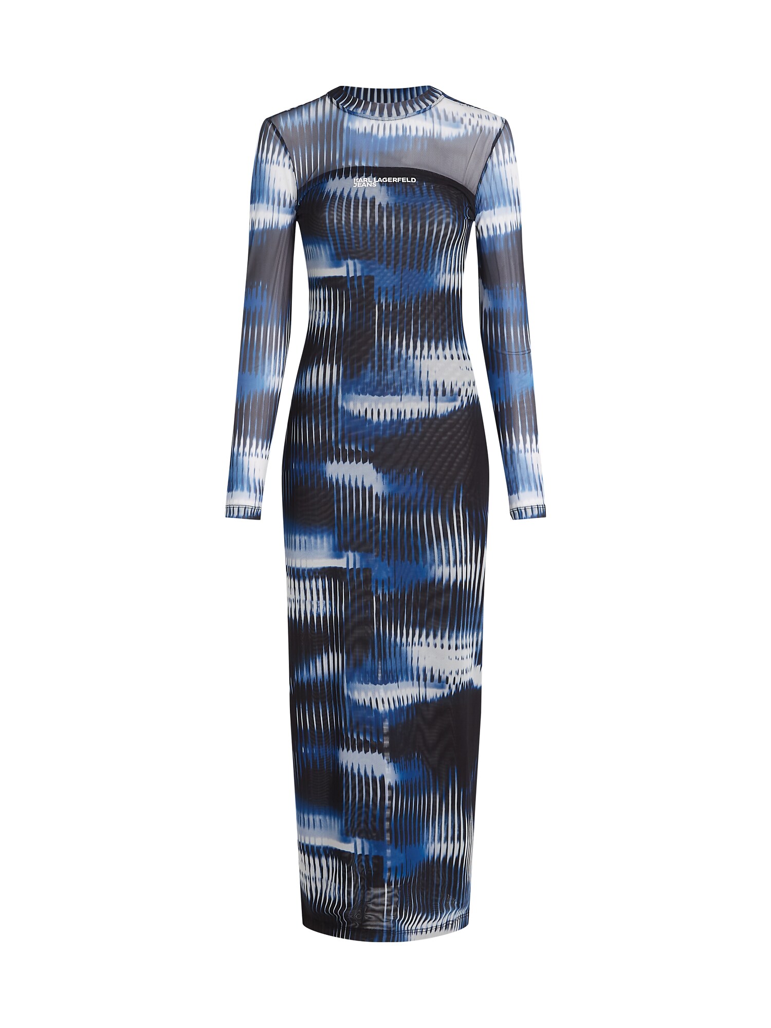 KARL LAGERFELD JEANS Ruha ' NETZKLEID MIT GLITCH-PRINT '  kék / fekete / fehér akciós termékkép 1