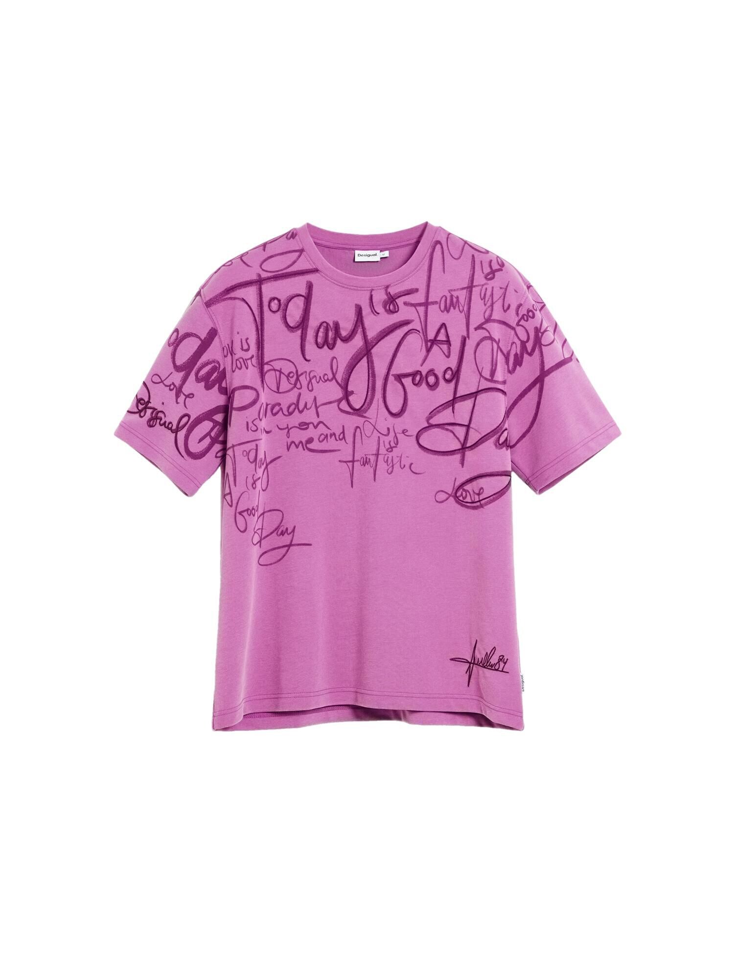 Desigual Tricou  roz / roșu / negru
