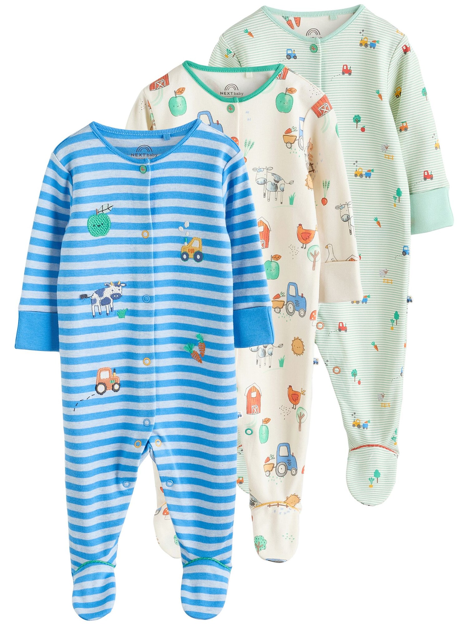 Next Pijamale  albastru regal / galben pastel / gri amestecat / verde pastel