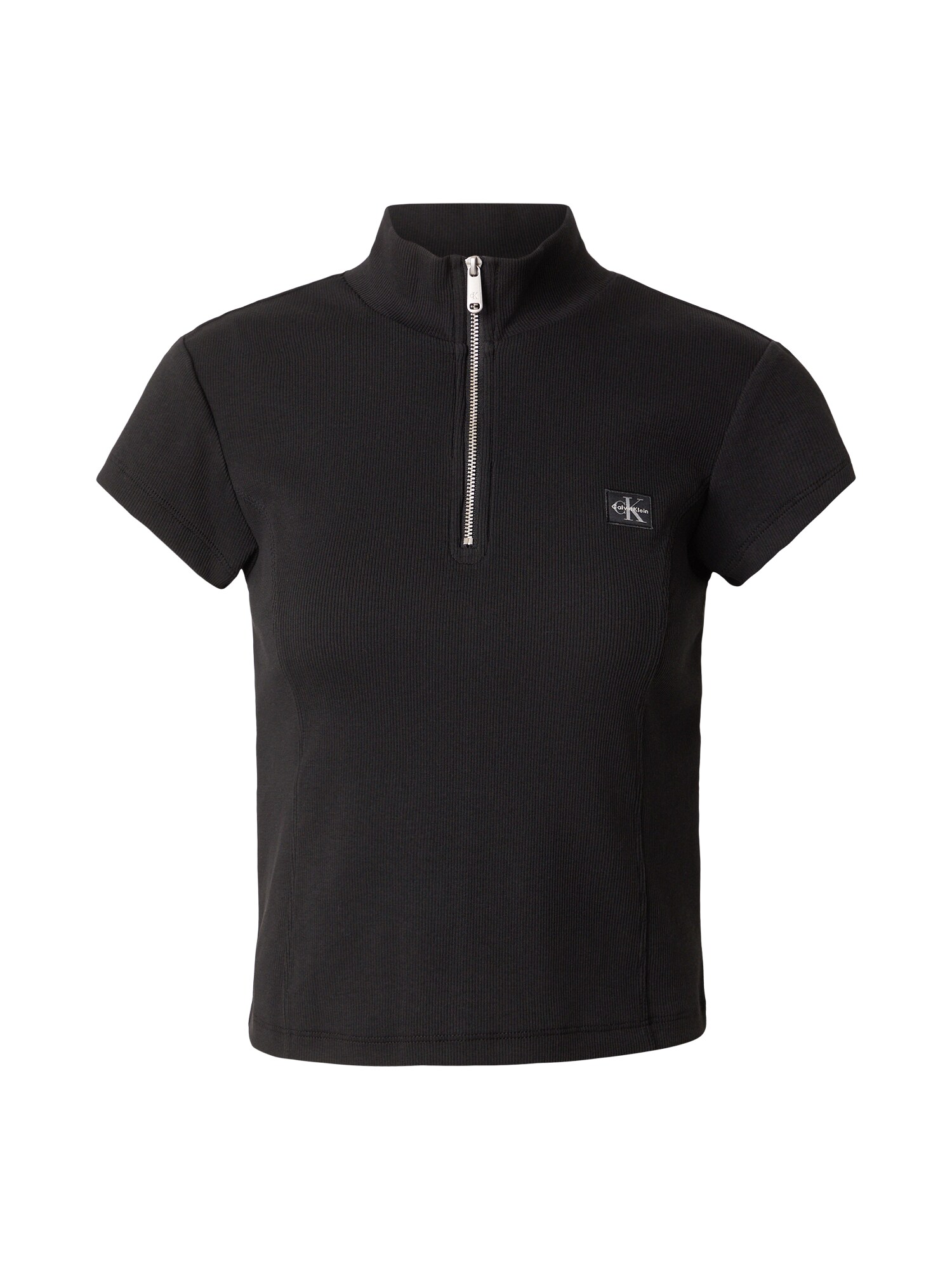 Calvin Klein Jeans Majica 'Monologo Quarter-zip'  crna
