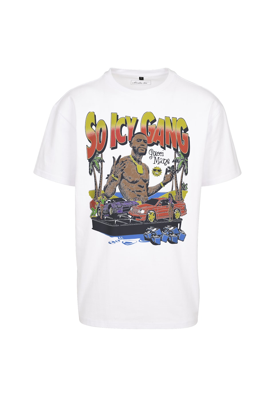 T-shirt 'Mane So Icy' mörkbrun / knallröd / svart