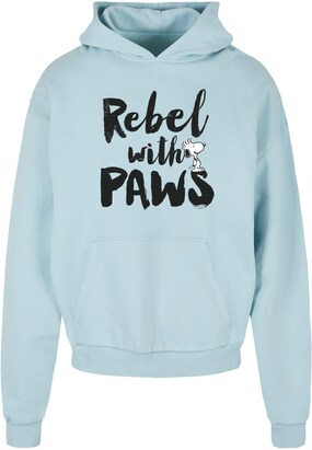 Merchcode Sweatshirt ‘Peanuts – Rebel With Paws’ Lichtblauw / Zwart / Wit