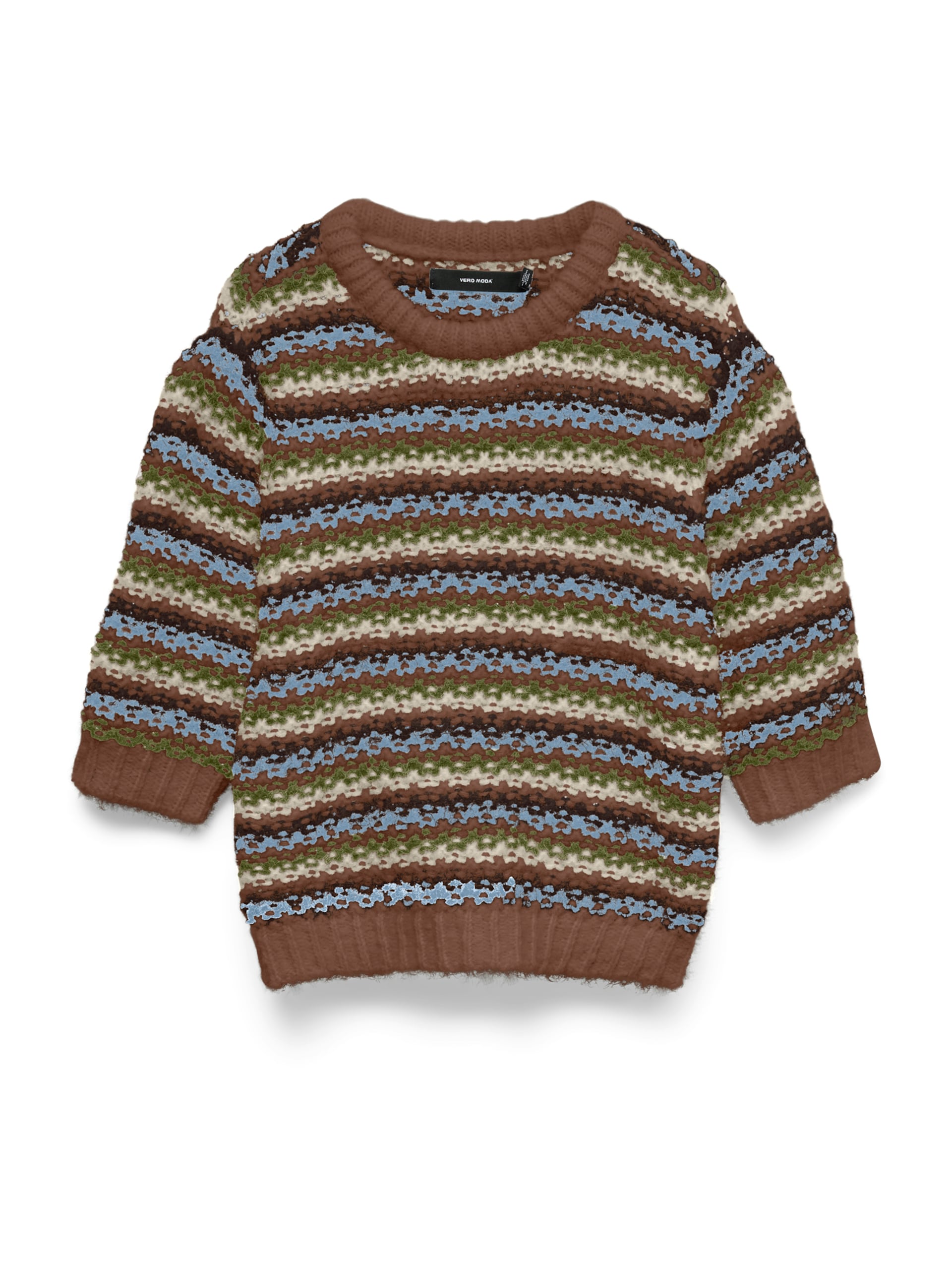 VERO MODA Tröja 'VMCELLA' ljusblå / karamell / mörkbrun dam