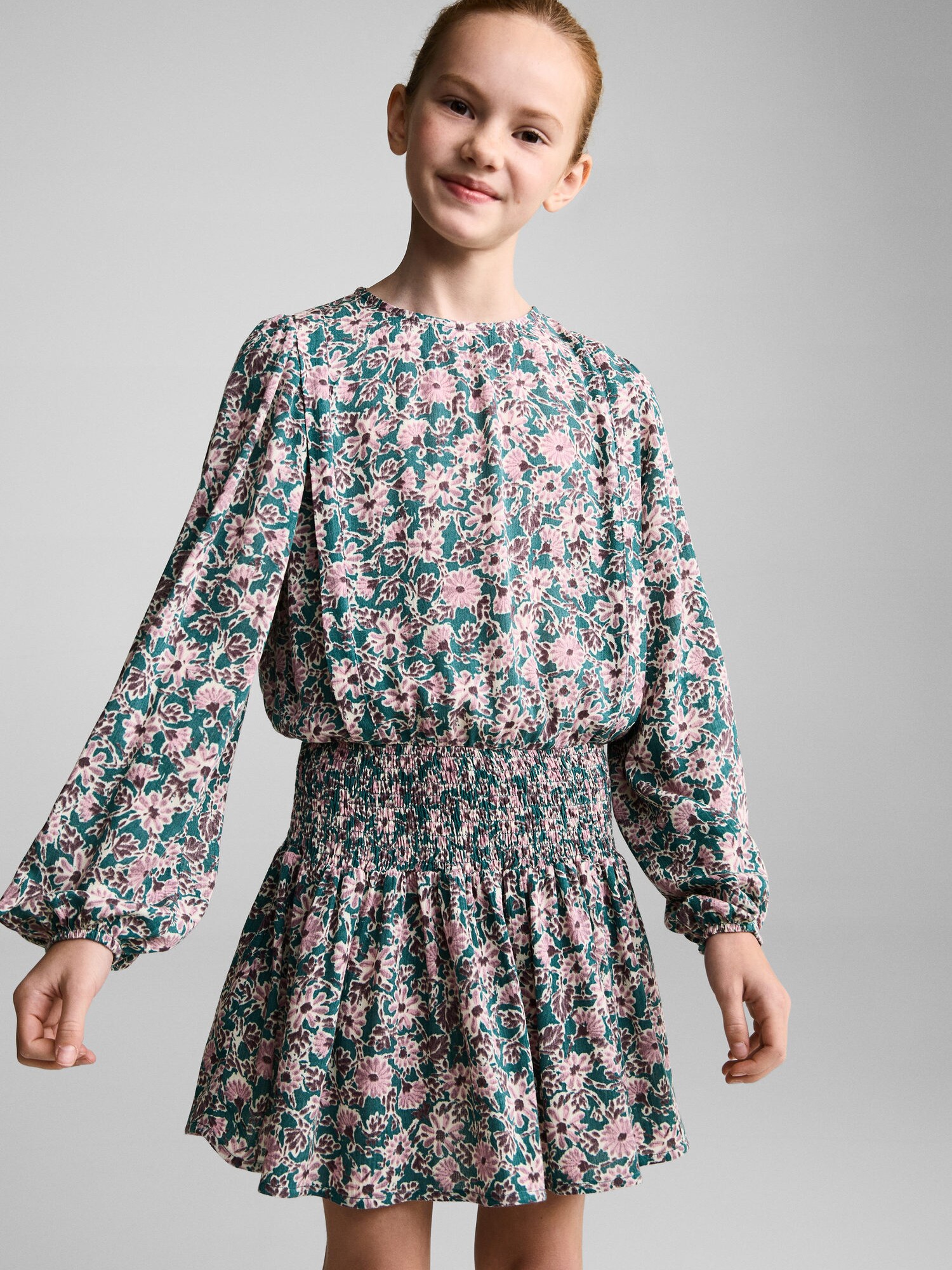 MANGO KIDS Ruha 'LAINA'  smaragd / padlizsán / fáradt rózsaszín / fehér termék 2. képe