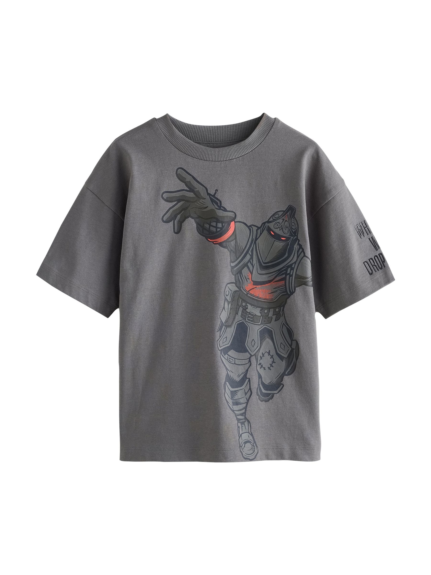 Next Tricou Fortnite gri / portocaliu / negru
