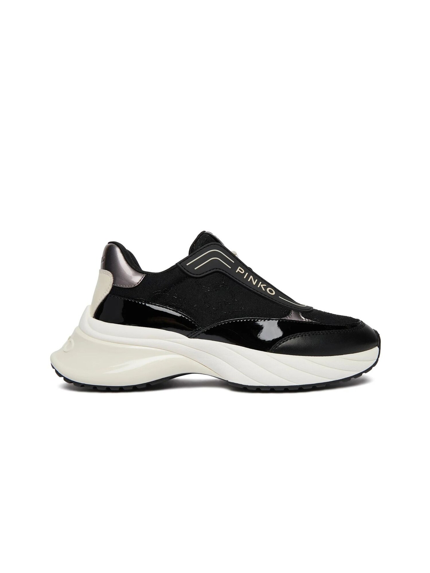 PINKO Zapatillas deportivas bajas 'Ariel 19 - Sneaker Calf Leather/Patent/Monogram Net'  negro