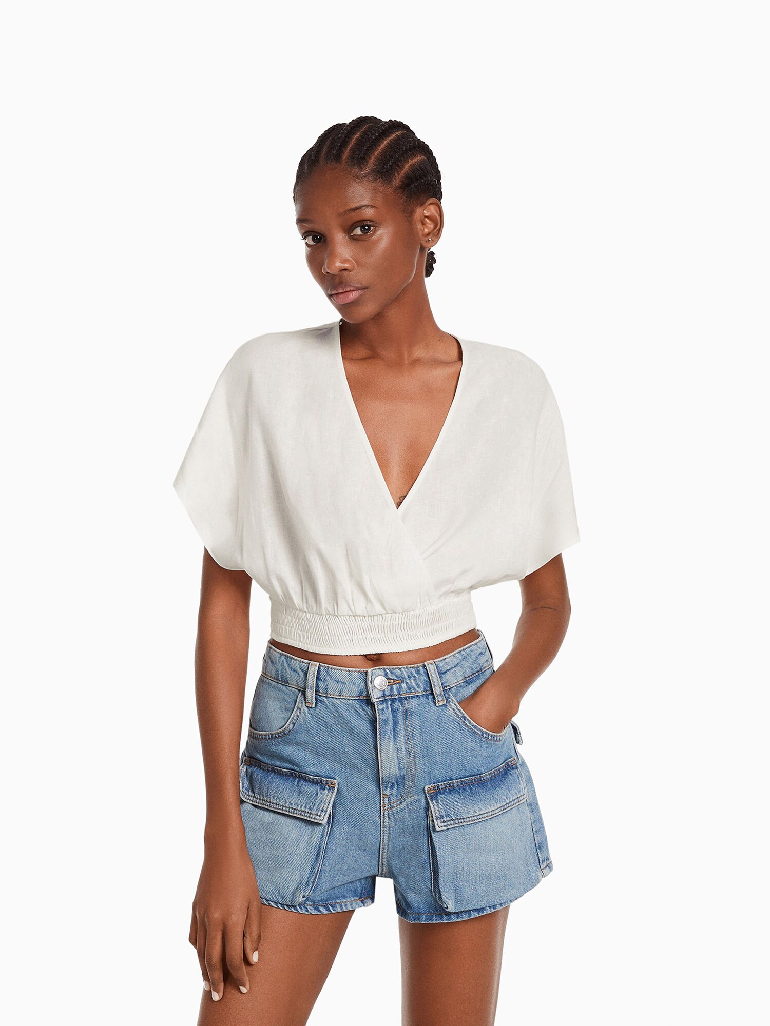 Bershka Blúz  piszkosfehér termék 2. képe