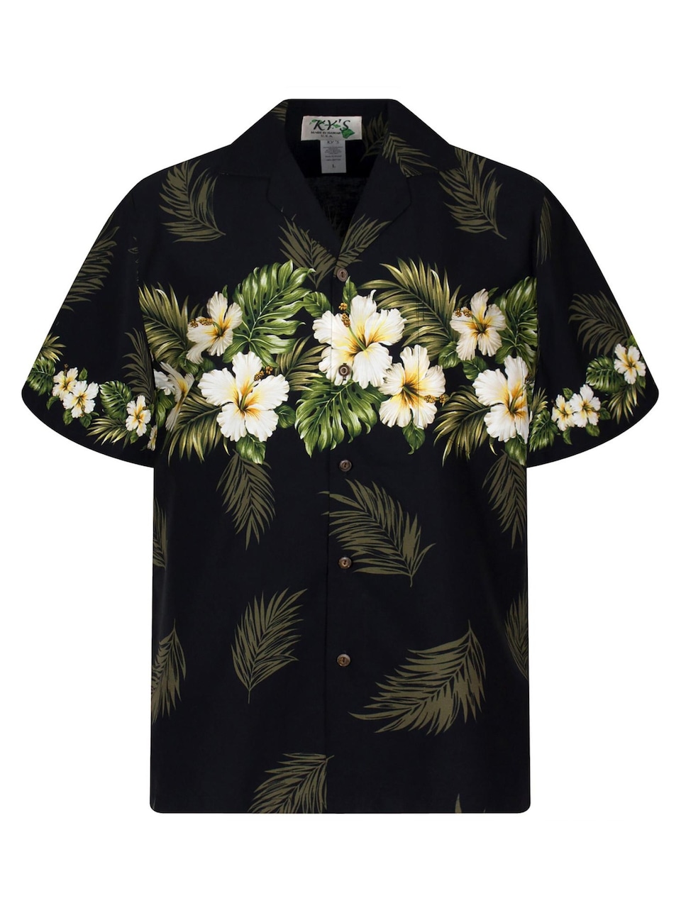 Skjorta 'Hibiskus Brustdruck'