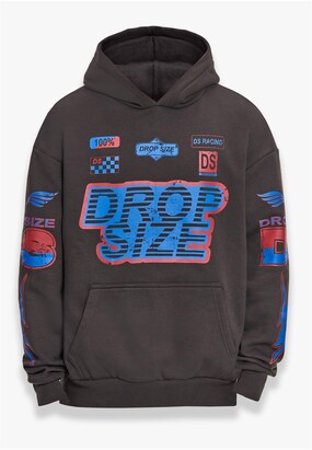 Dropsize Sweatshirt ‘ Dropsize Heavy Oversize Racing Hoodie ‘ Zwart