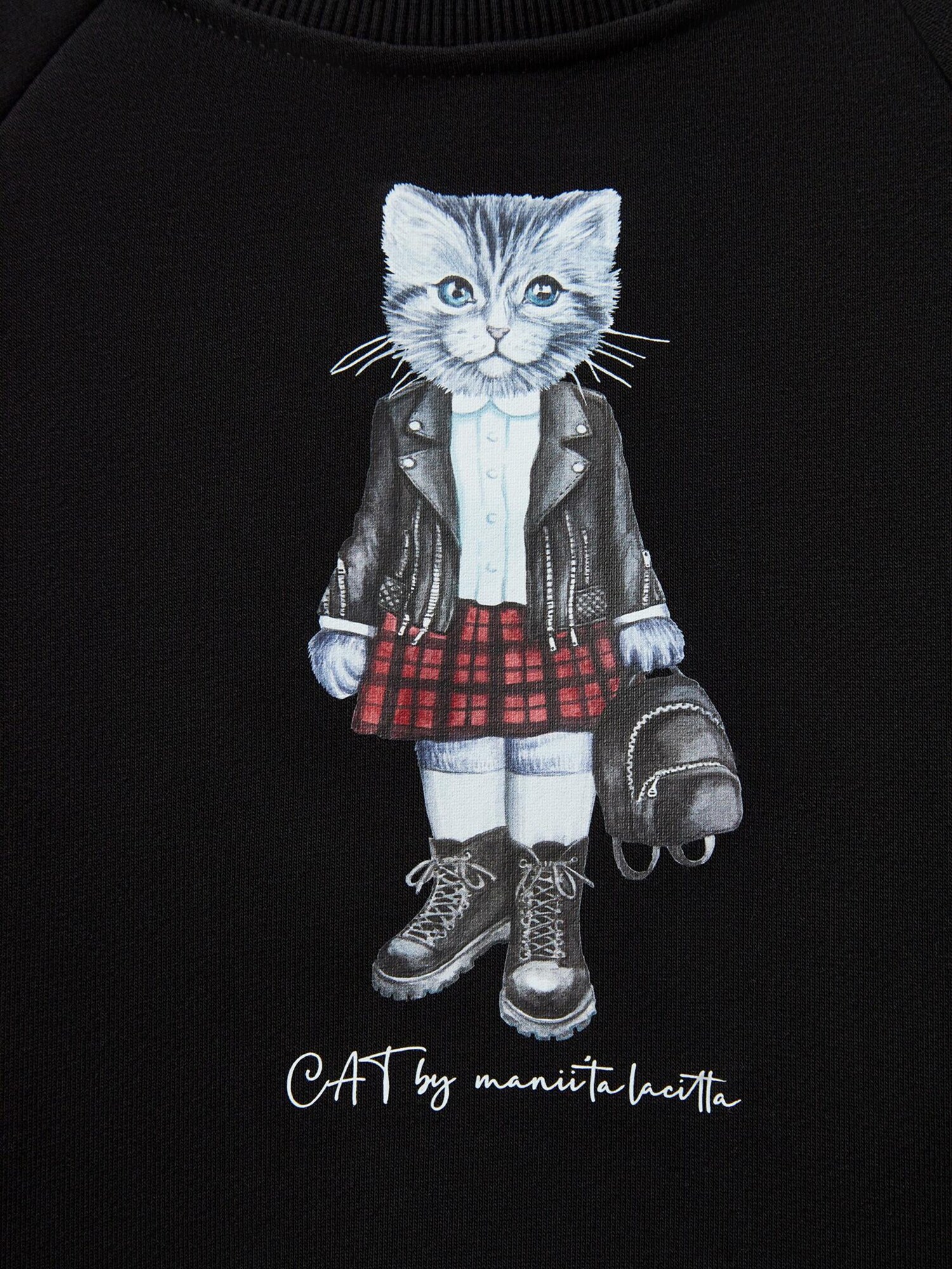 Cat e Lolette Mikina 'Rocker Kitty'  čierna (obrázok 3)