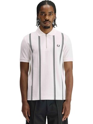 Fred Perry Camiseta 'Polo fred perry blanco vertical stripe polo shirt'  blanco