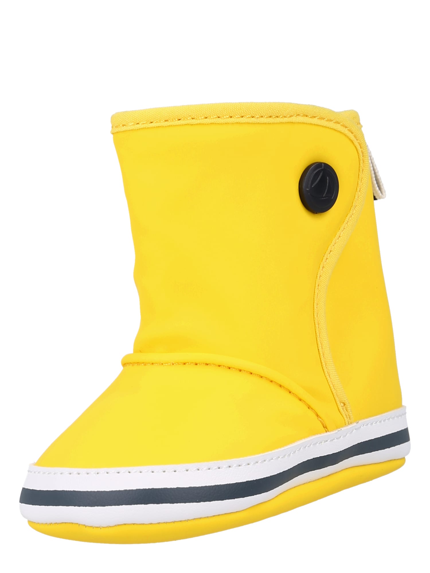 PETIT BATEAU Pantoufle 'CHAUSSONS'  chocolat / jaune / blanc