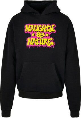 Merchcode Sweatshirt ‘Naughty By Nature’ Geel / Pink / Zwart