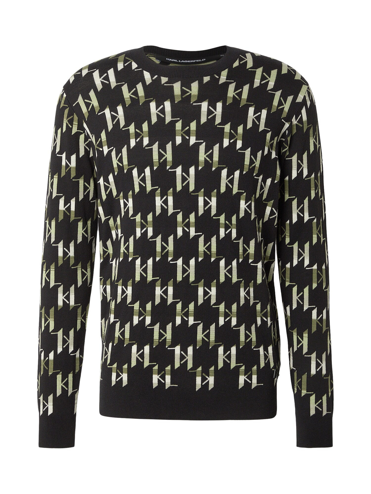 Karl Lagerfeld Pulover  bej / verde kiwi / negru