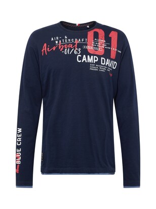 camp david Shirt ‘Alaska Ice Tour’ Nachtblauw / Oranjerood / Wit