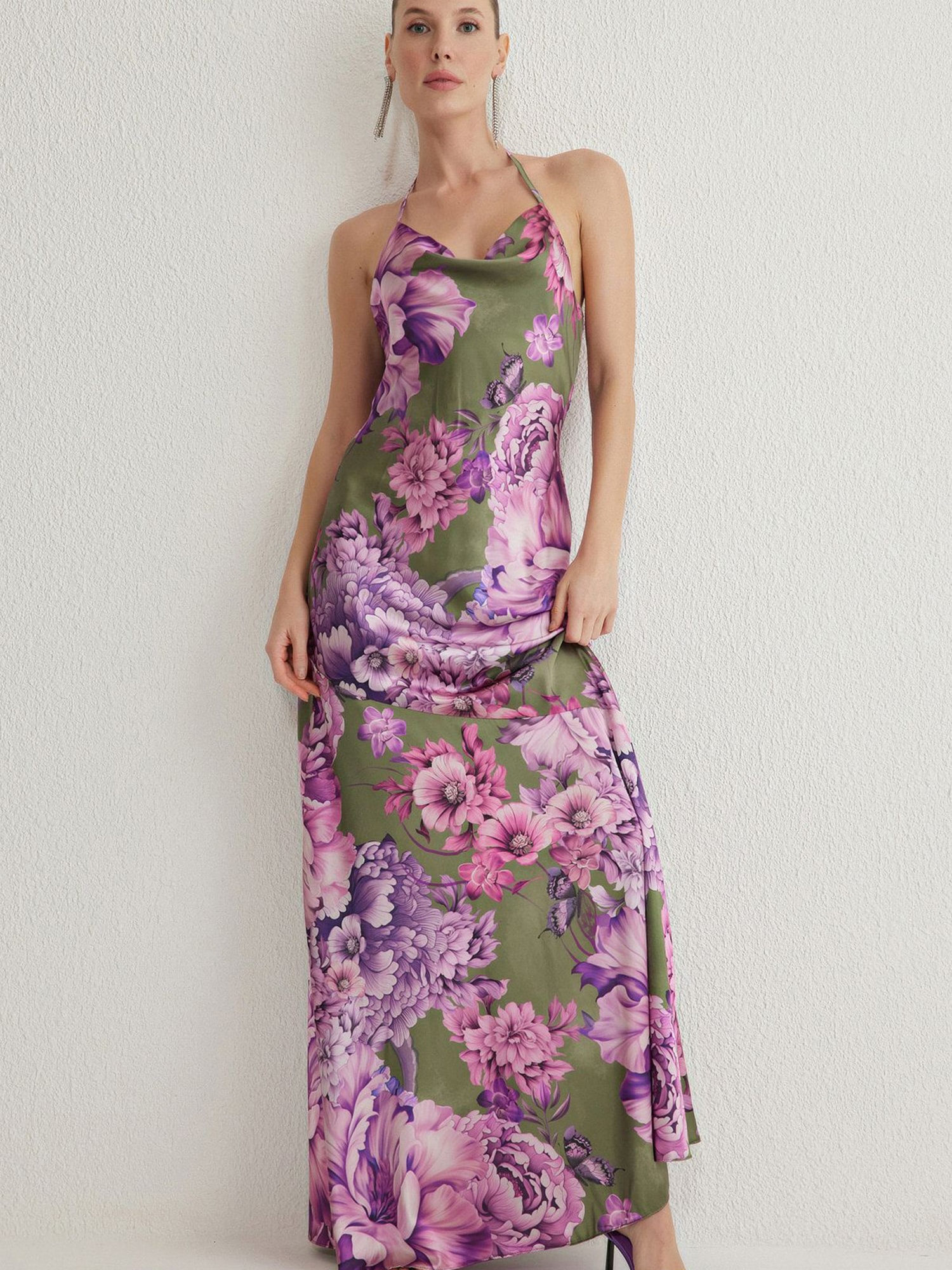 Trendyol Estélyi ruhák  khaki / lila / levendula / orchidea termék 2. képe