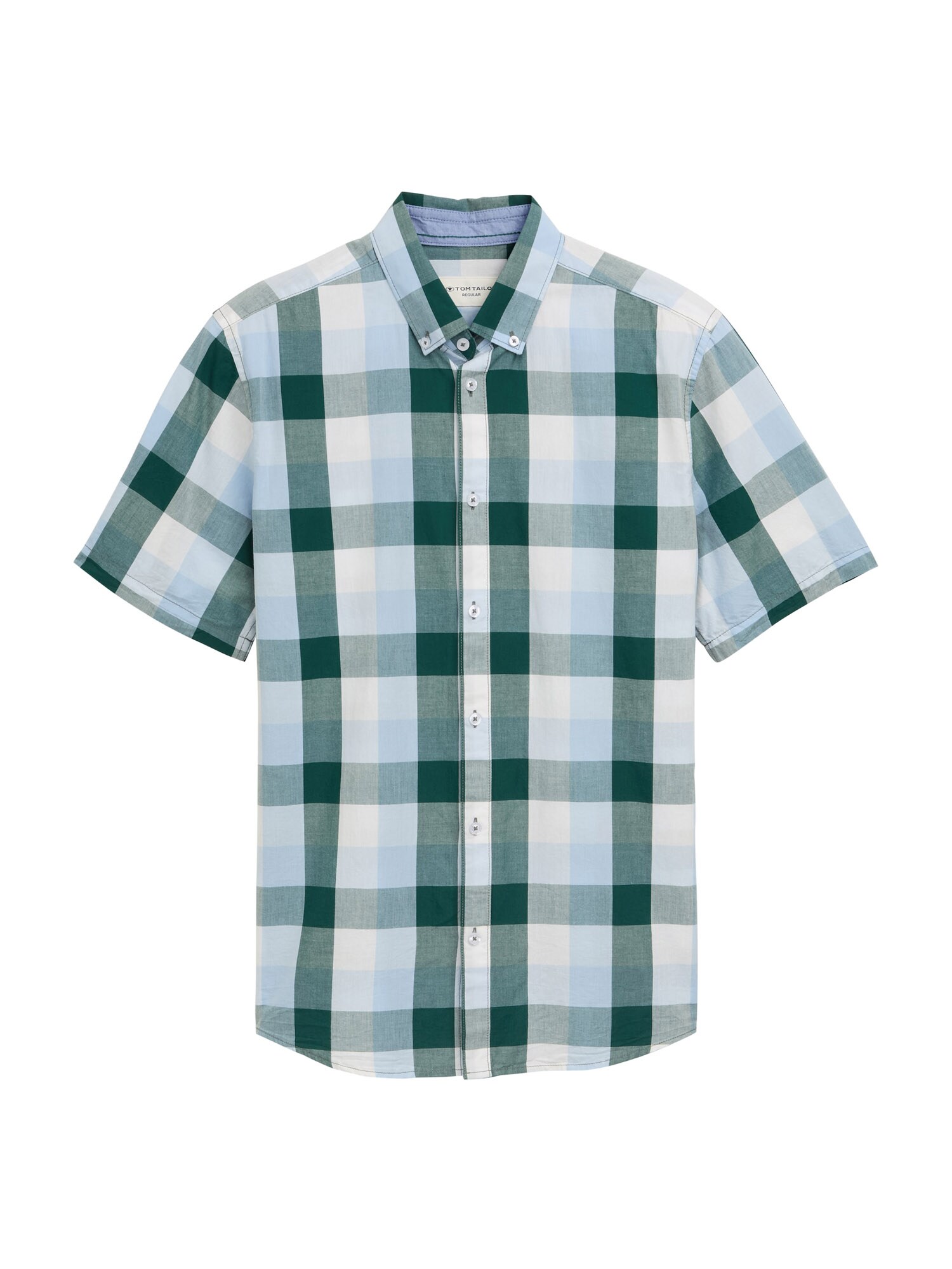 TOM TAILOR Cămașă  albastru deschis / verde / verde pin / alb