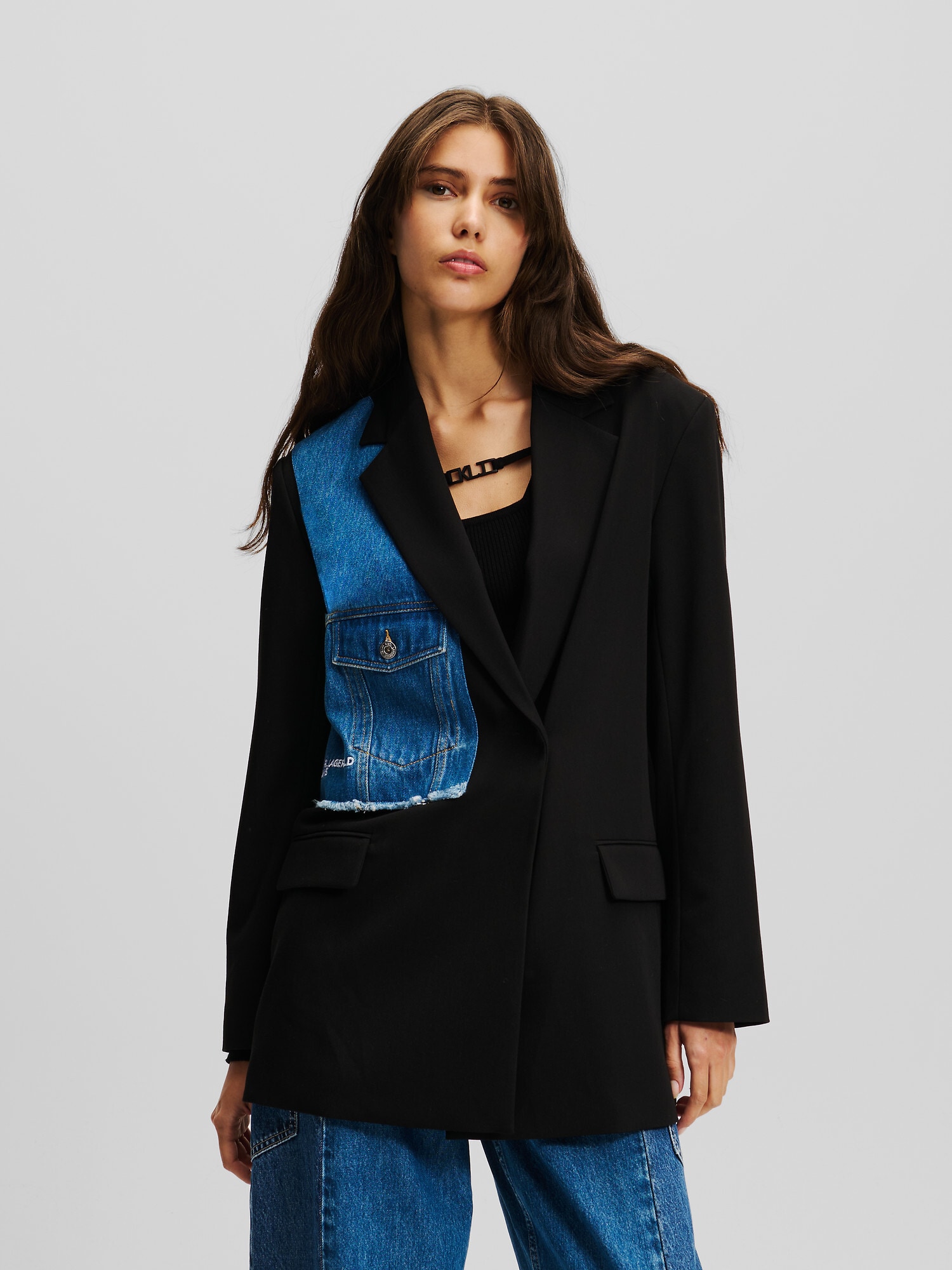 KARL LAGERFELD JEANS Blézer  kék farmer / fekete termék 2. képe