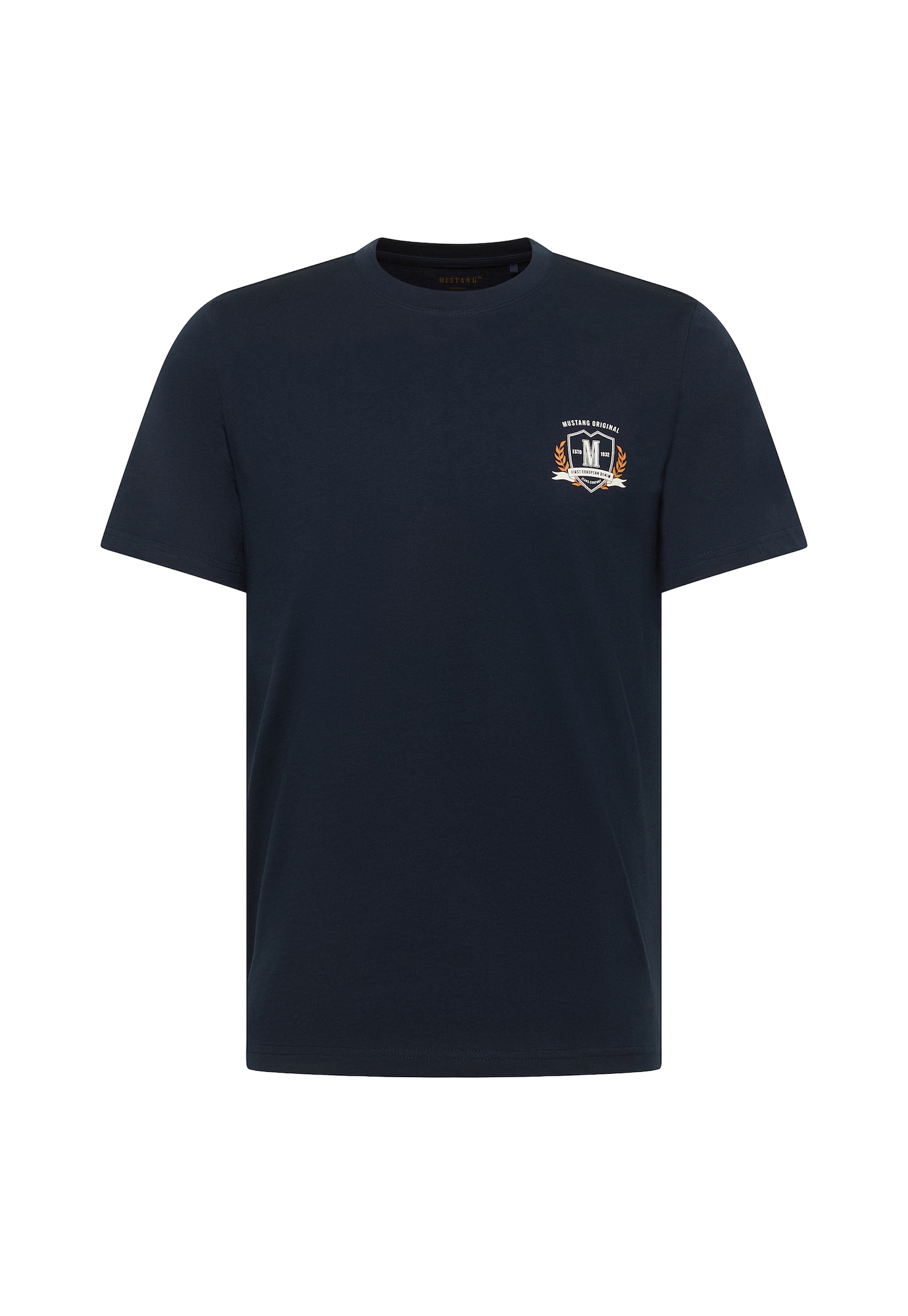 MUSTANG Tricou Austin bleumarin / maro deschis / alb