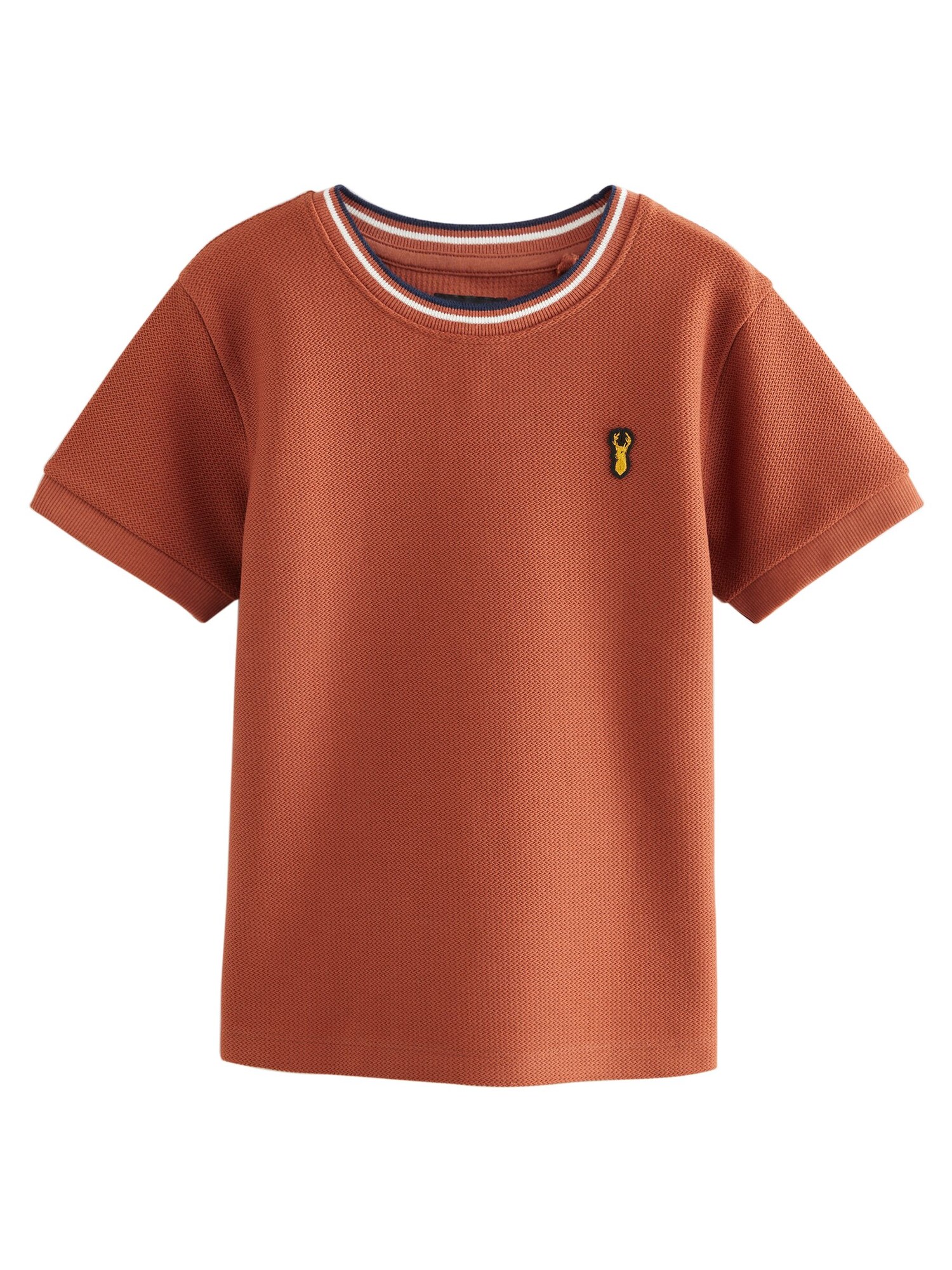 Next Tricou  albastru închis / maro / alb