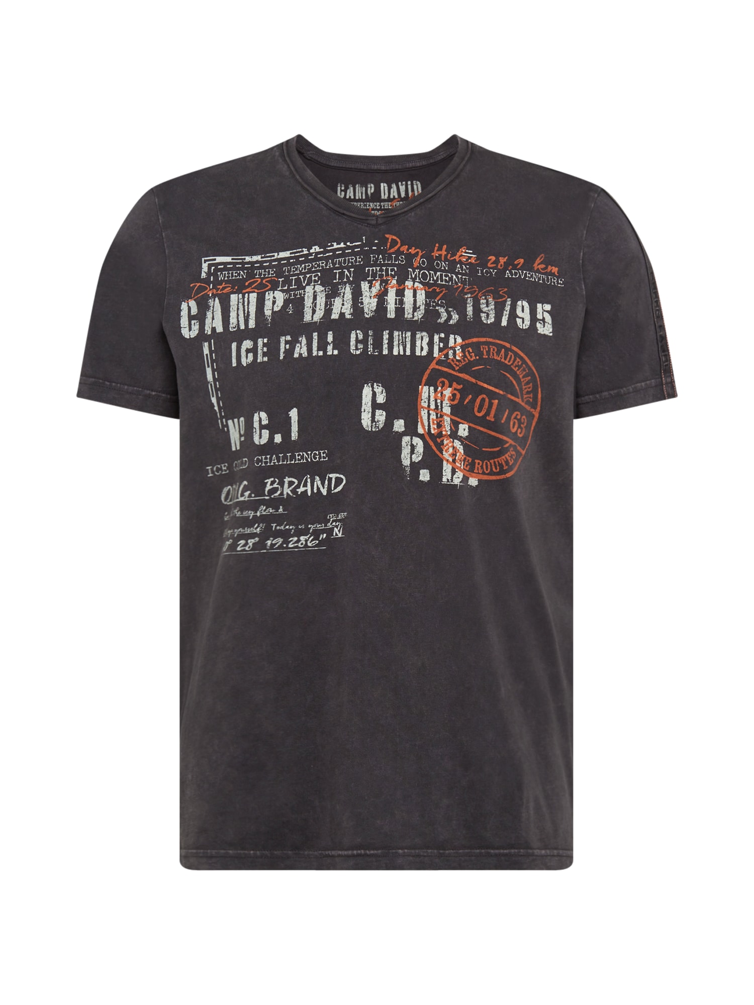 CAMP DAVID Marškinėliai  tamsiai pilka / tamsiai oranžinė / balta