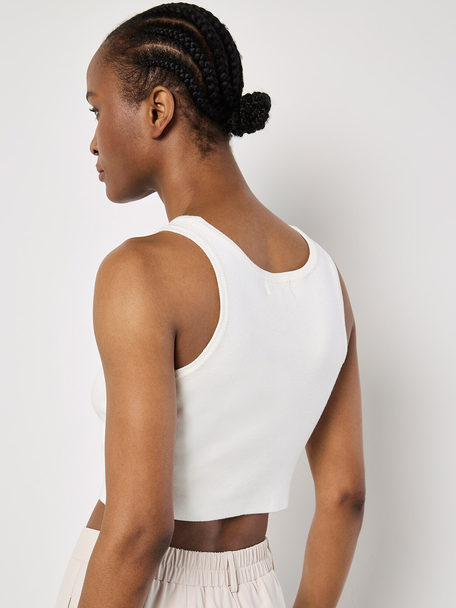 Thumbnail - Apricot Racer Knitted Crop Top