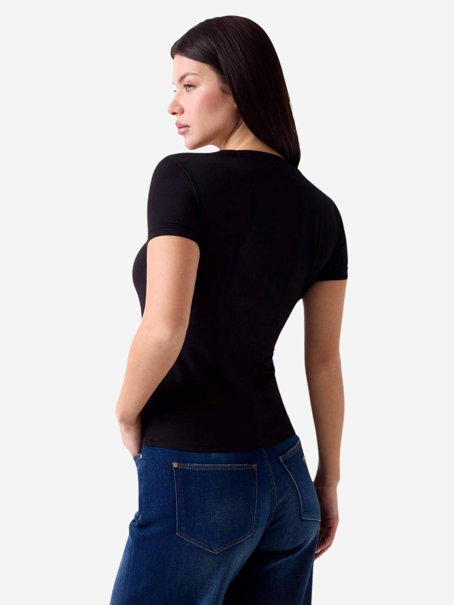 GUESS Camiseta  negro / transparente