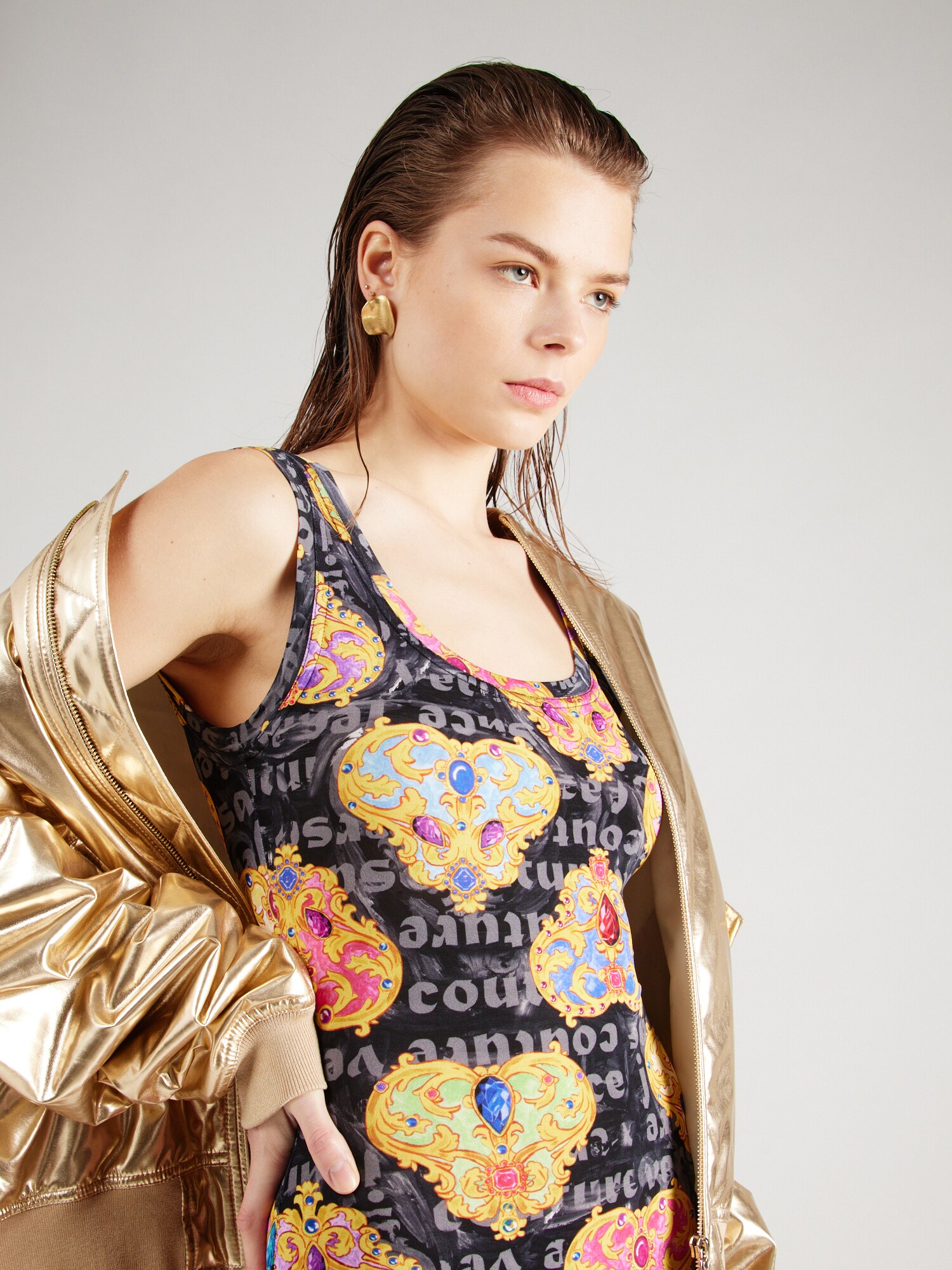 Versace Jeans Couture Šaty žltá / sivá / svetloružová / čierna (obrázok 5)