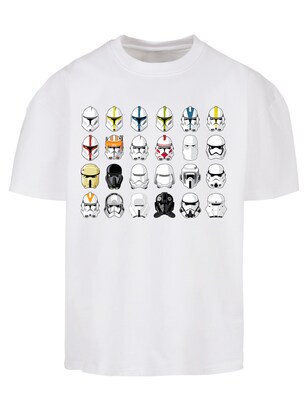 F4NT4STIC Shirt ‘Star Wars Stormtrooper Helmets CAD’ Saffier / Geel / Rood / Wit