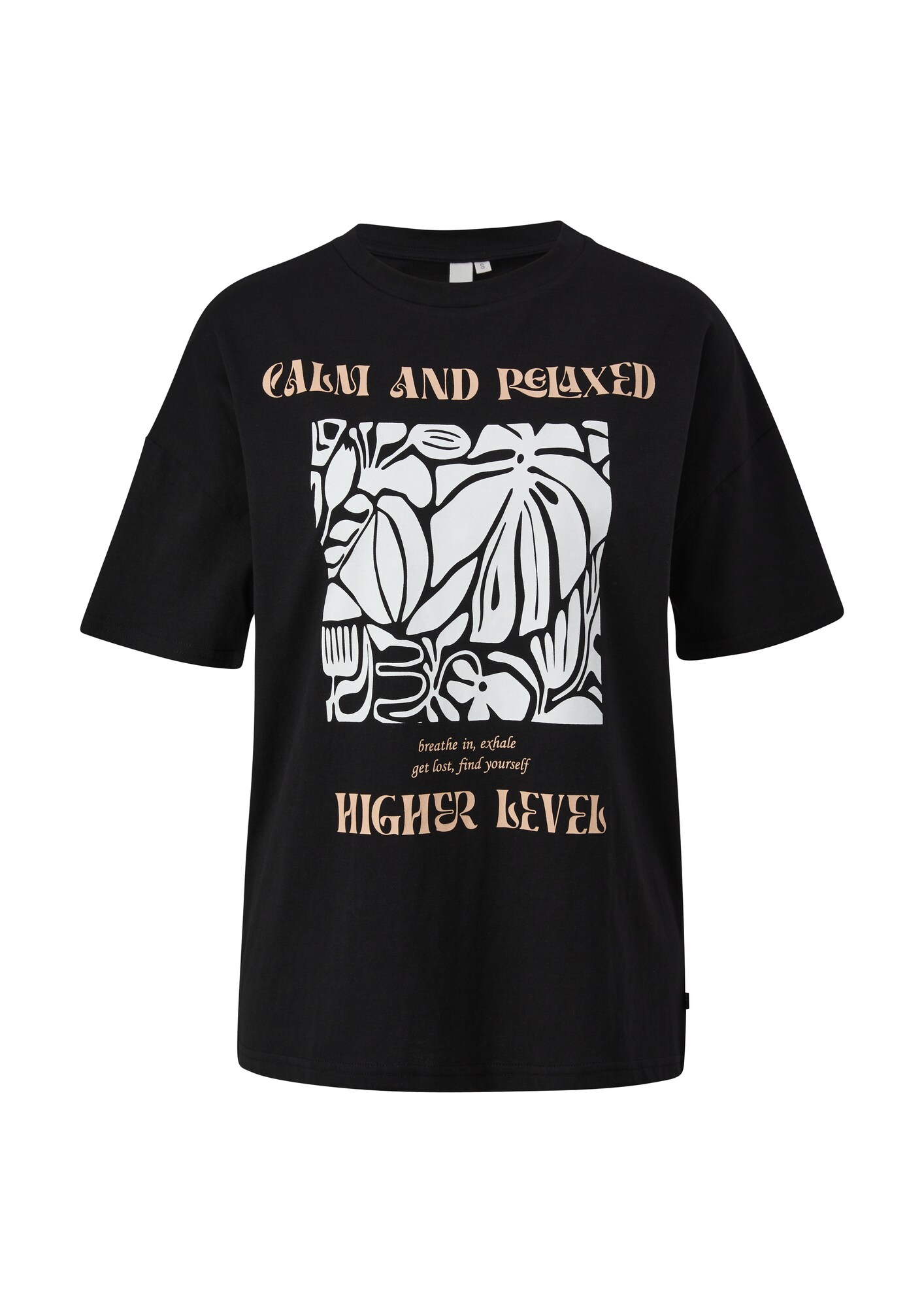 QS Tricou  bej / negru / alb