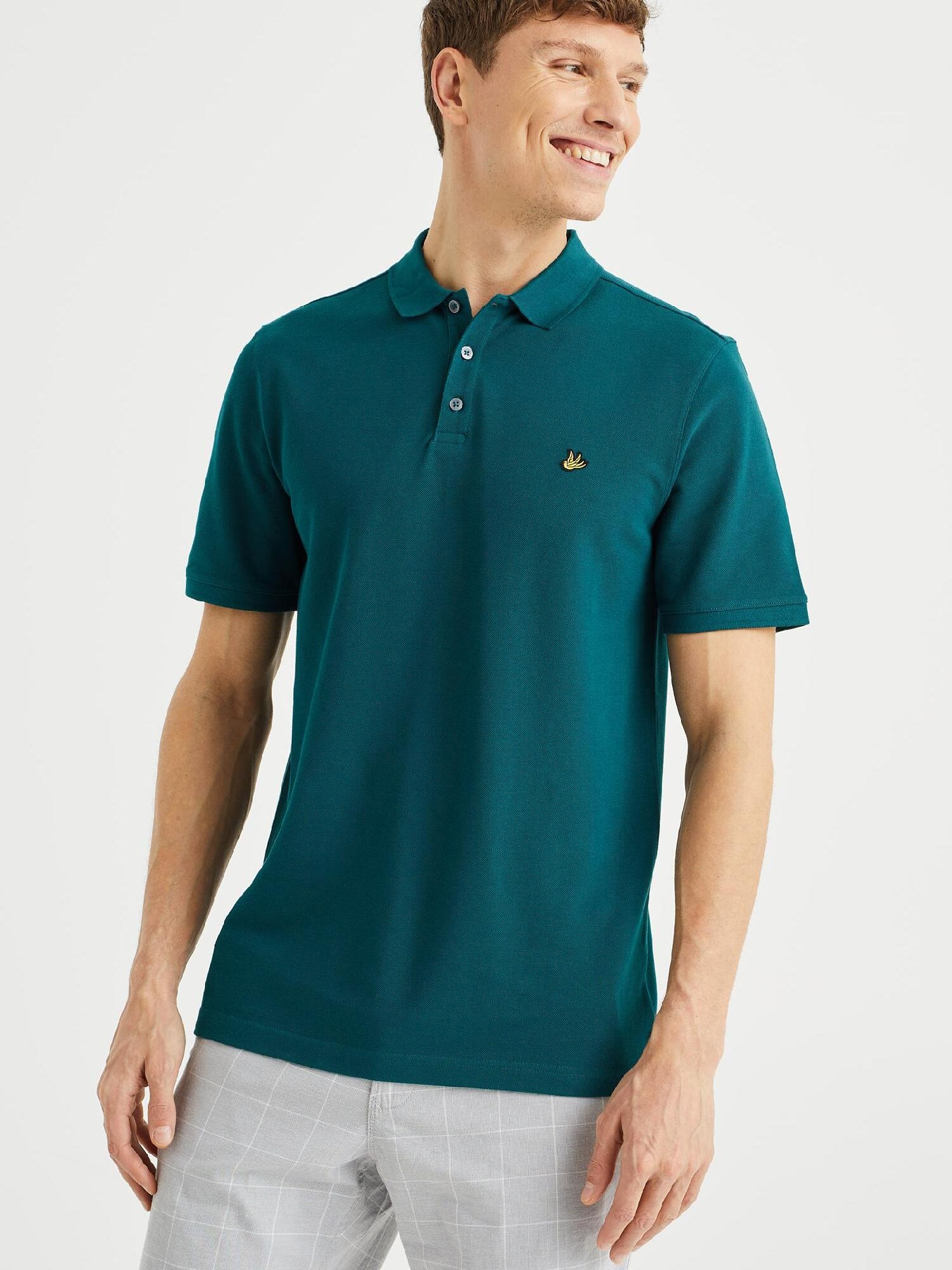 WE Fashion Póló  sárga / sötétzöld / fekete termék 2. képe